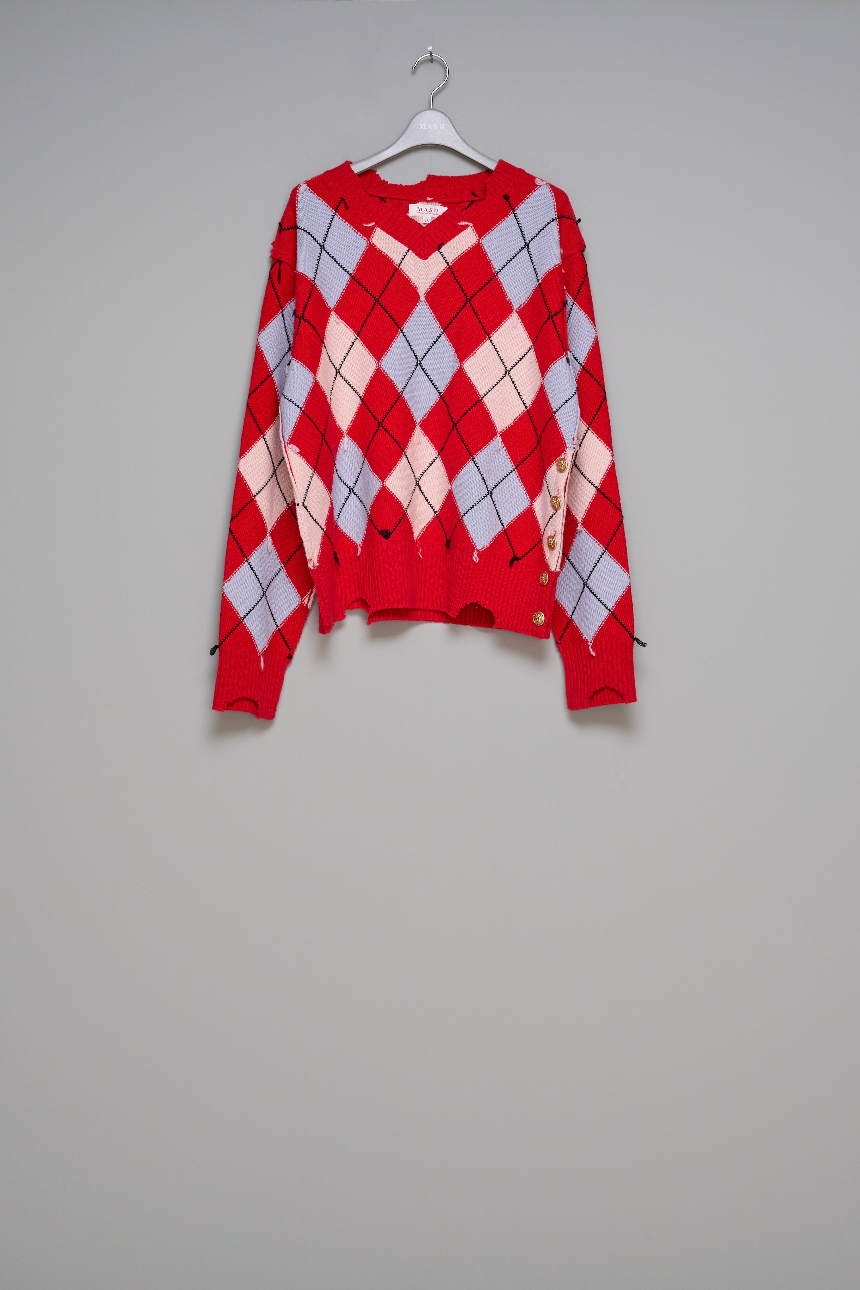 トップス MASU 25AW DIAMOND SCRAPED SWEATER 25AW】MASU エムエーエスユー / DIAMOND SCRAPED SWEATER