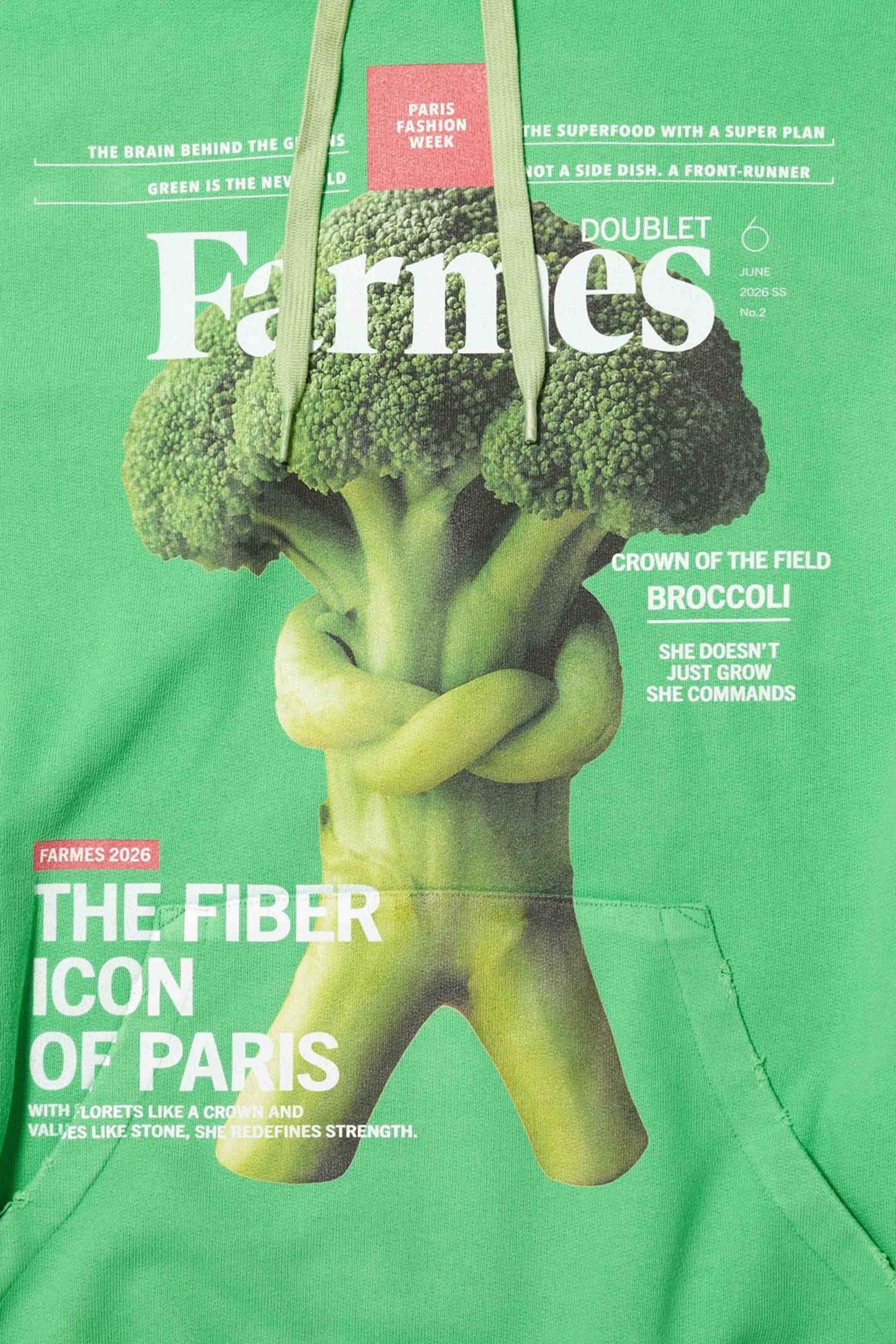 doublet(ダブレット)のFARMES MAGAZINE COVER HOODIE GREENの通販