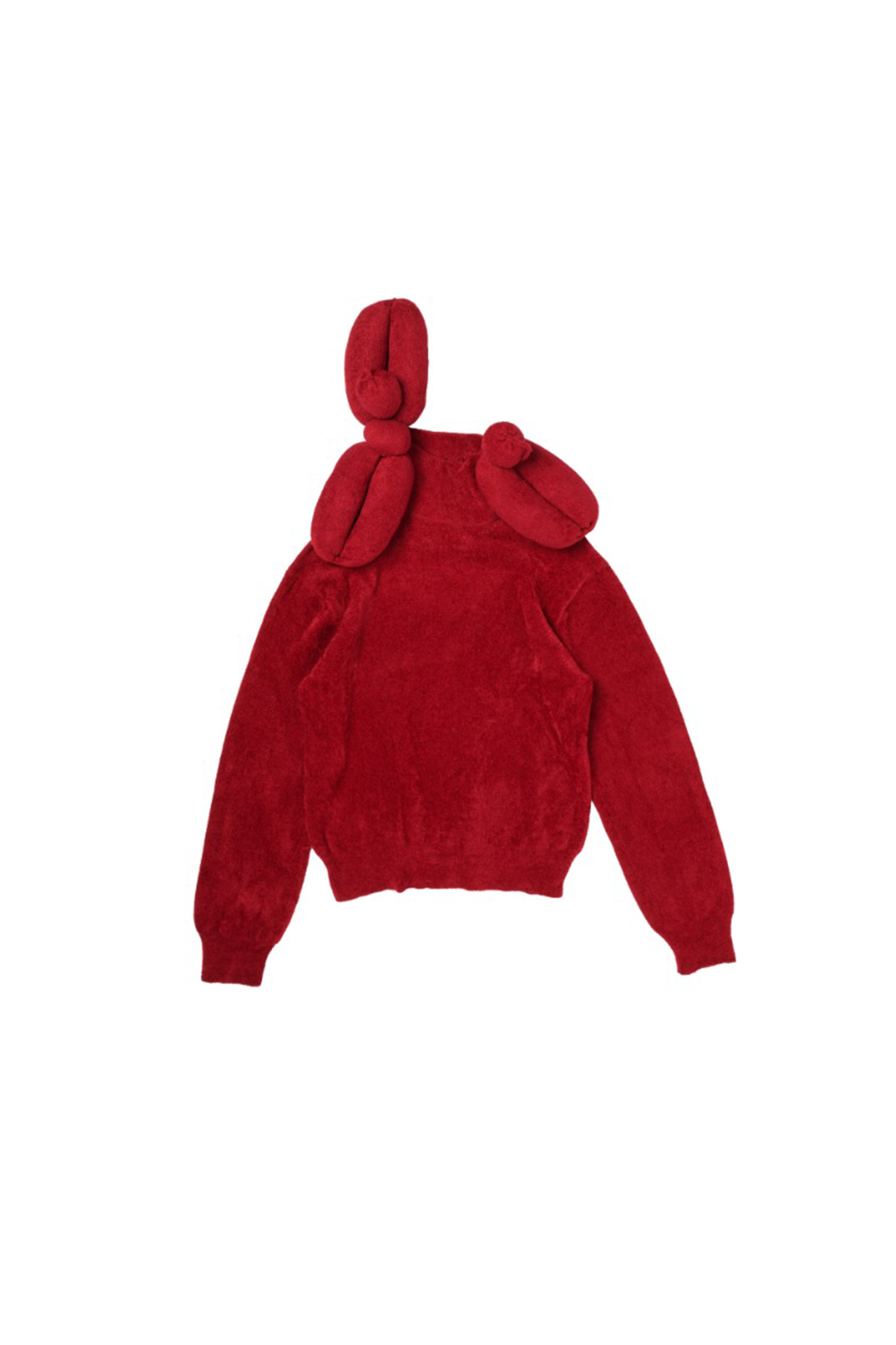 16787✨45rpm ウール アルパカ ダブル ニットコート サイズ3 レッド doublet(ダブレット)のBALLOON DOG HIGH NECK KNIT PULLOVER REDの通販