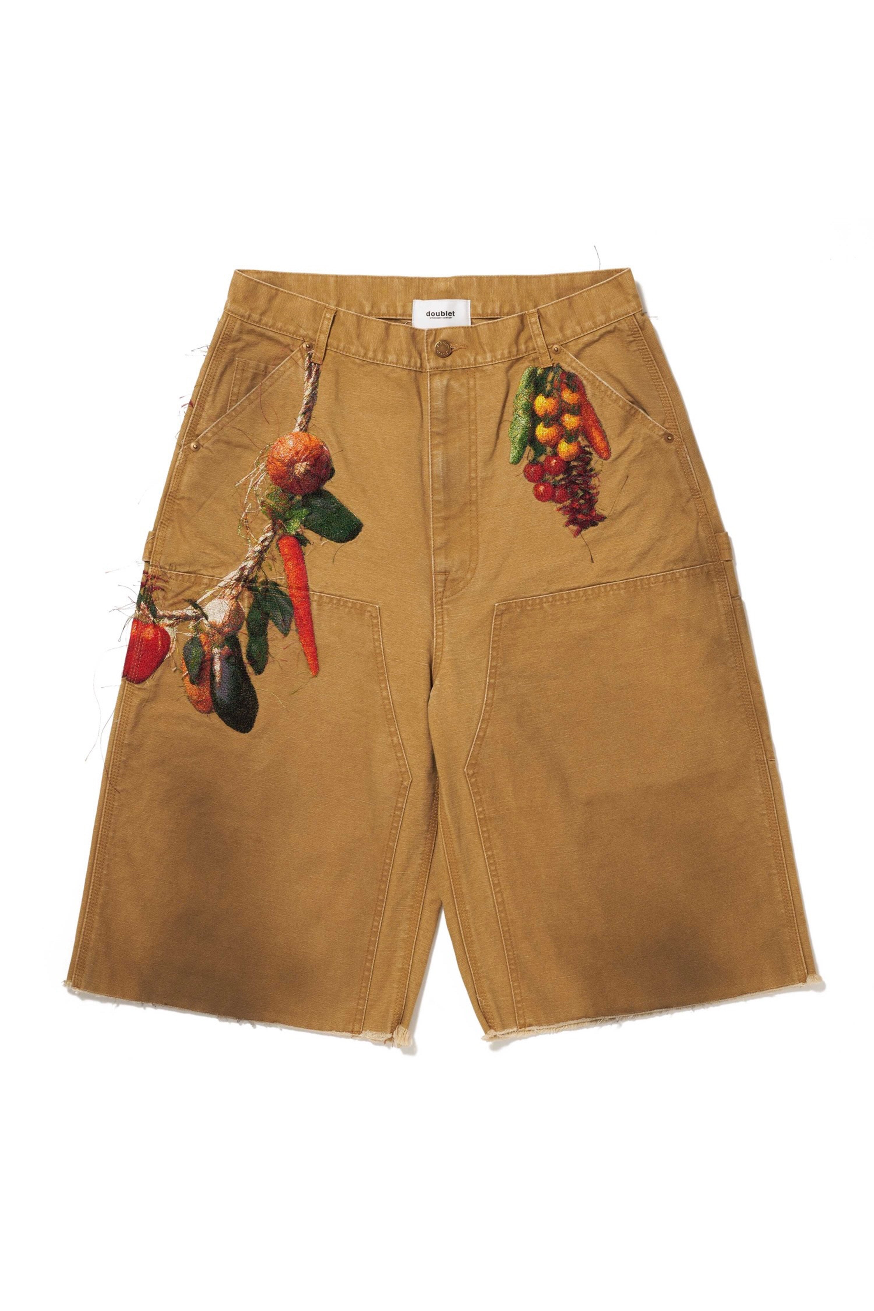 doublet(ダブレット)のVEGETABLE EMBROIDERY CUT-OFF PANTS BEIGEの