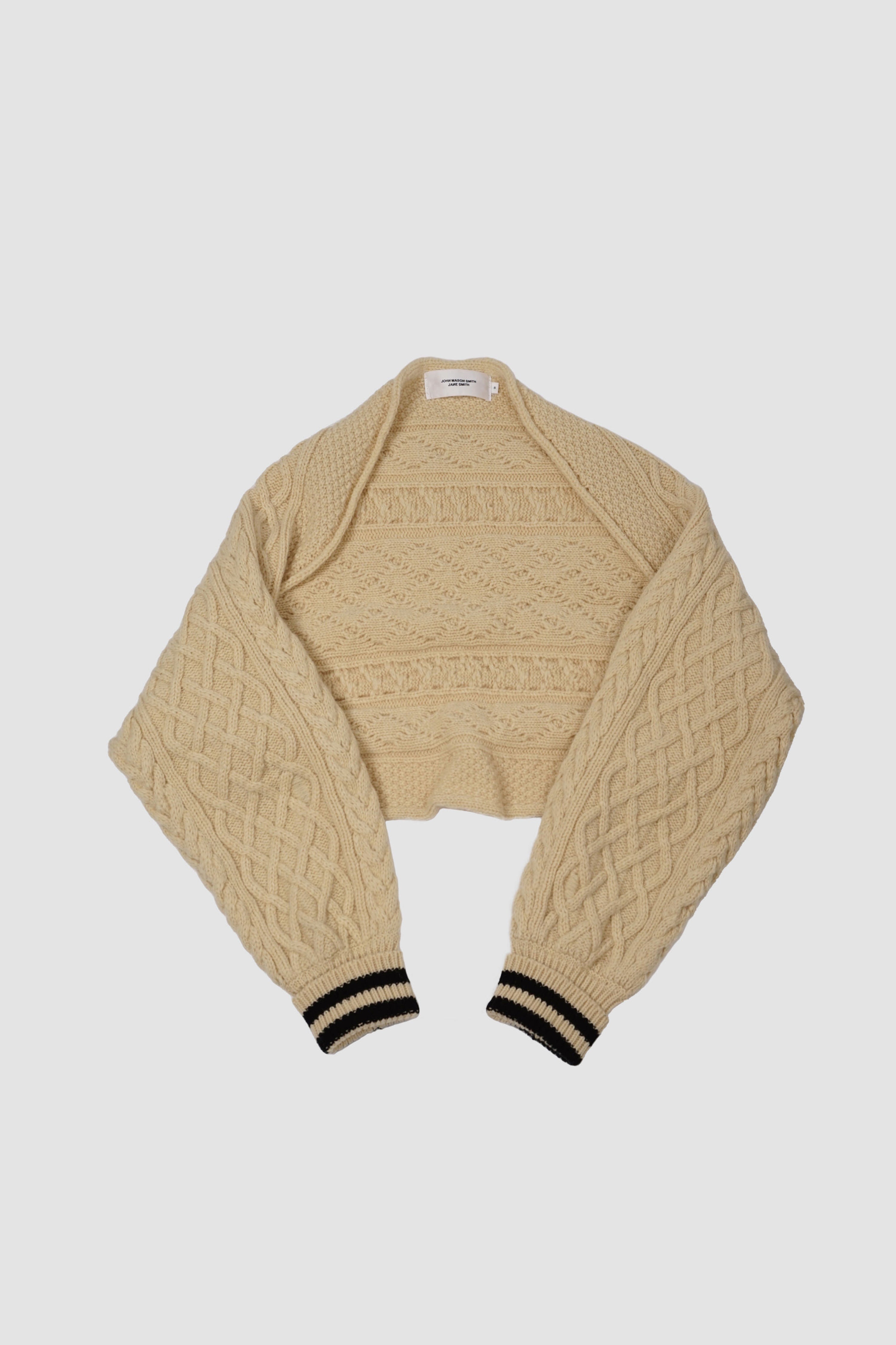 M*s様 JOHN MASON SMITH 3G KNIT DAMAGE CAR John Mason Smith (John Mason Miss) 5G ARAN SLEEVE SWEATER CREAM