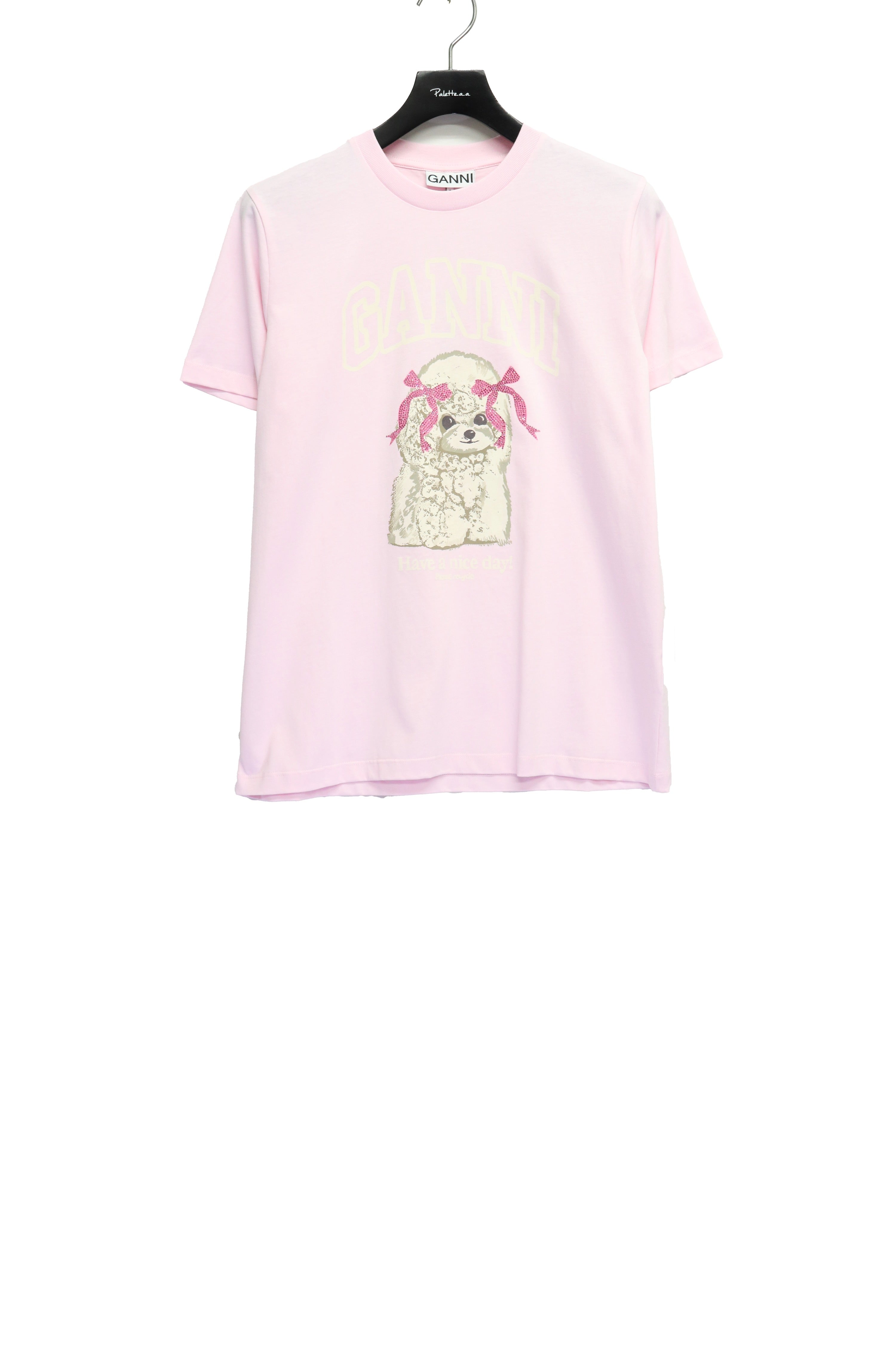 GANNI(ガニー)のBasic cotton Jersey T-shirt Chalk Pinkの通販