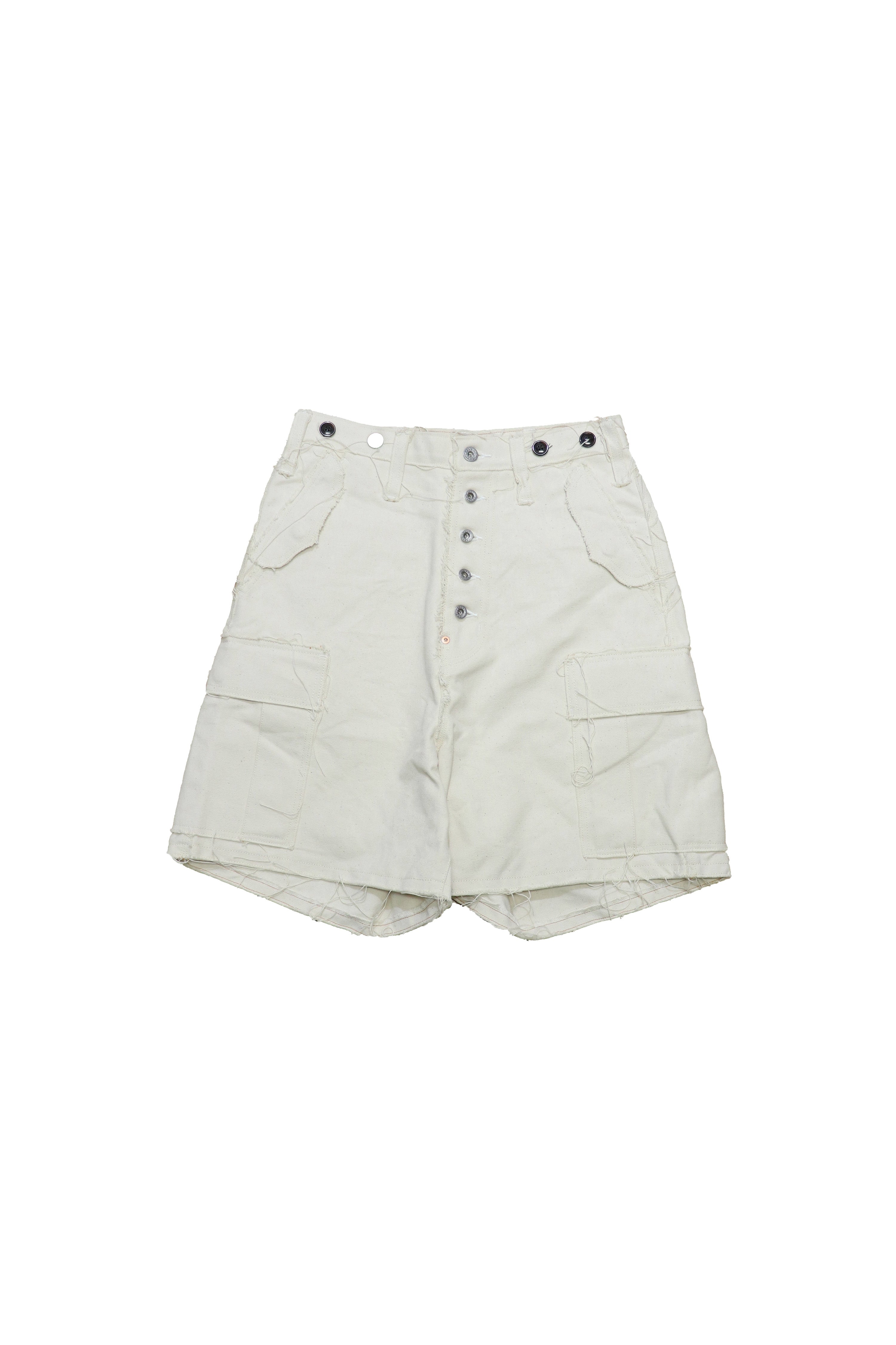 SUGARHILL(シュガーヒル)のRAW-EDGE CANVAS CARGO SHORTS IVORY WHITE