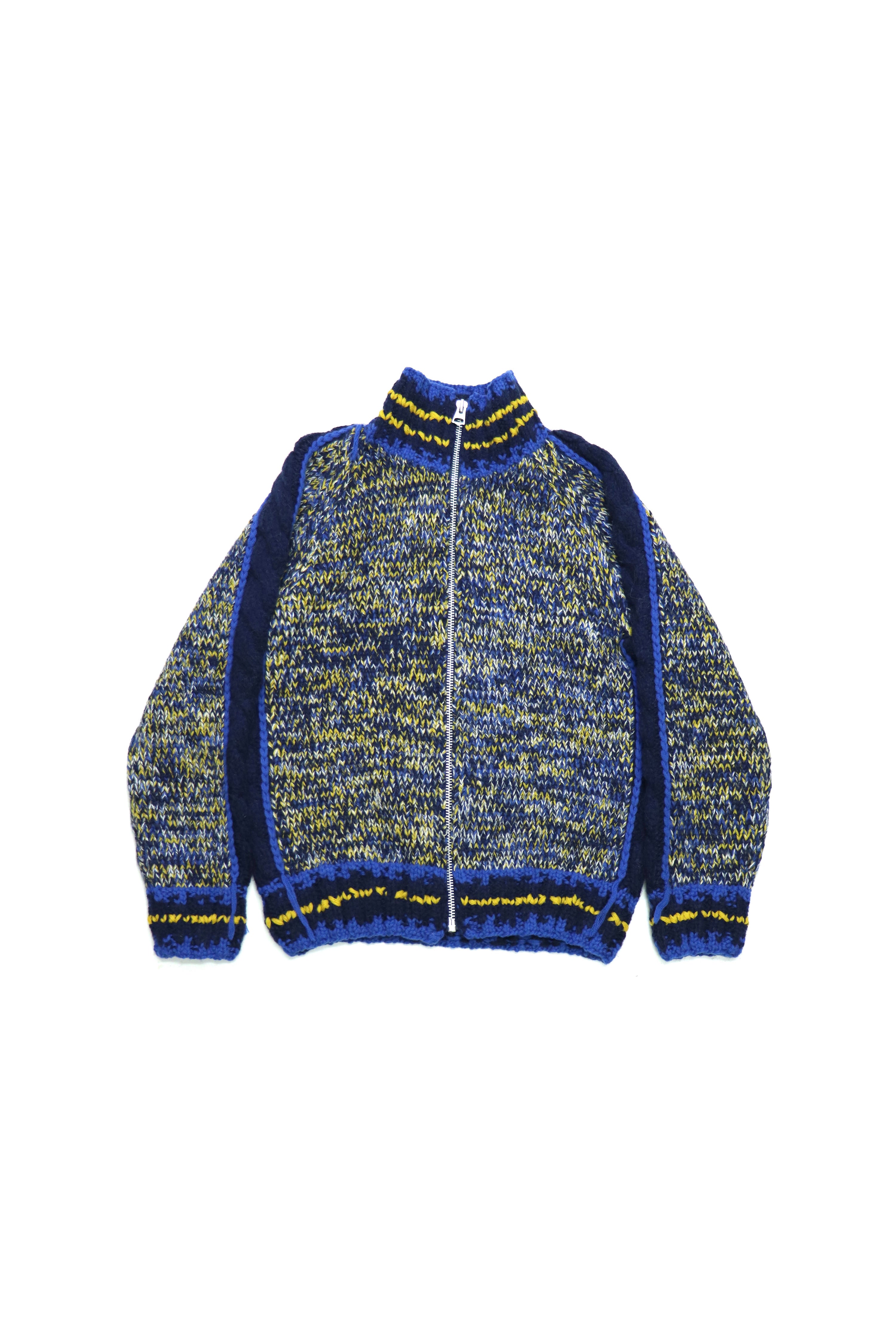 fluss hand knit track jacket(NAVY MIX)