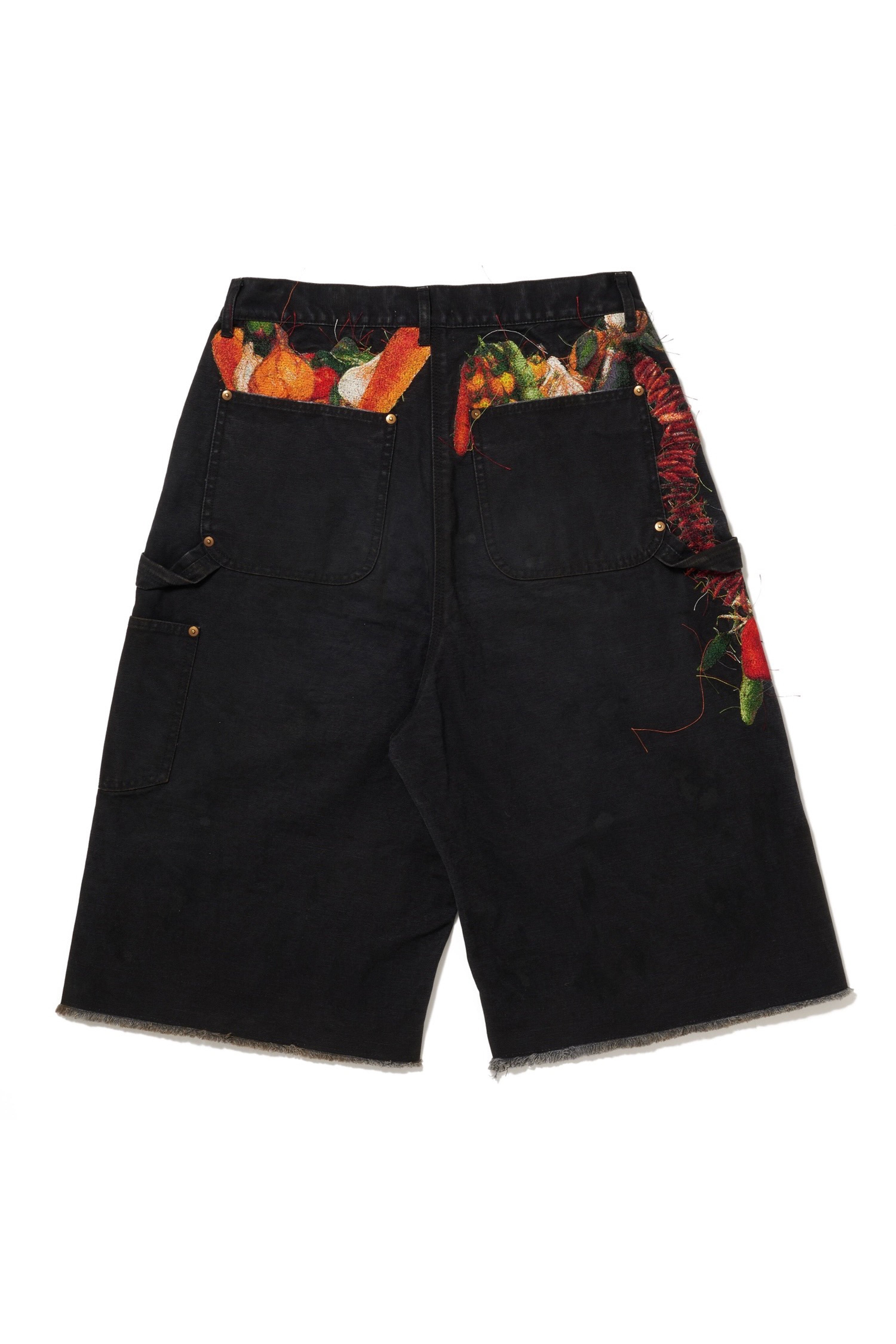 doublet(ダブレット)のVEGETABLE EMBROIDERY CUT-OFF PANTS BLACKの