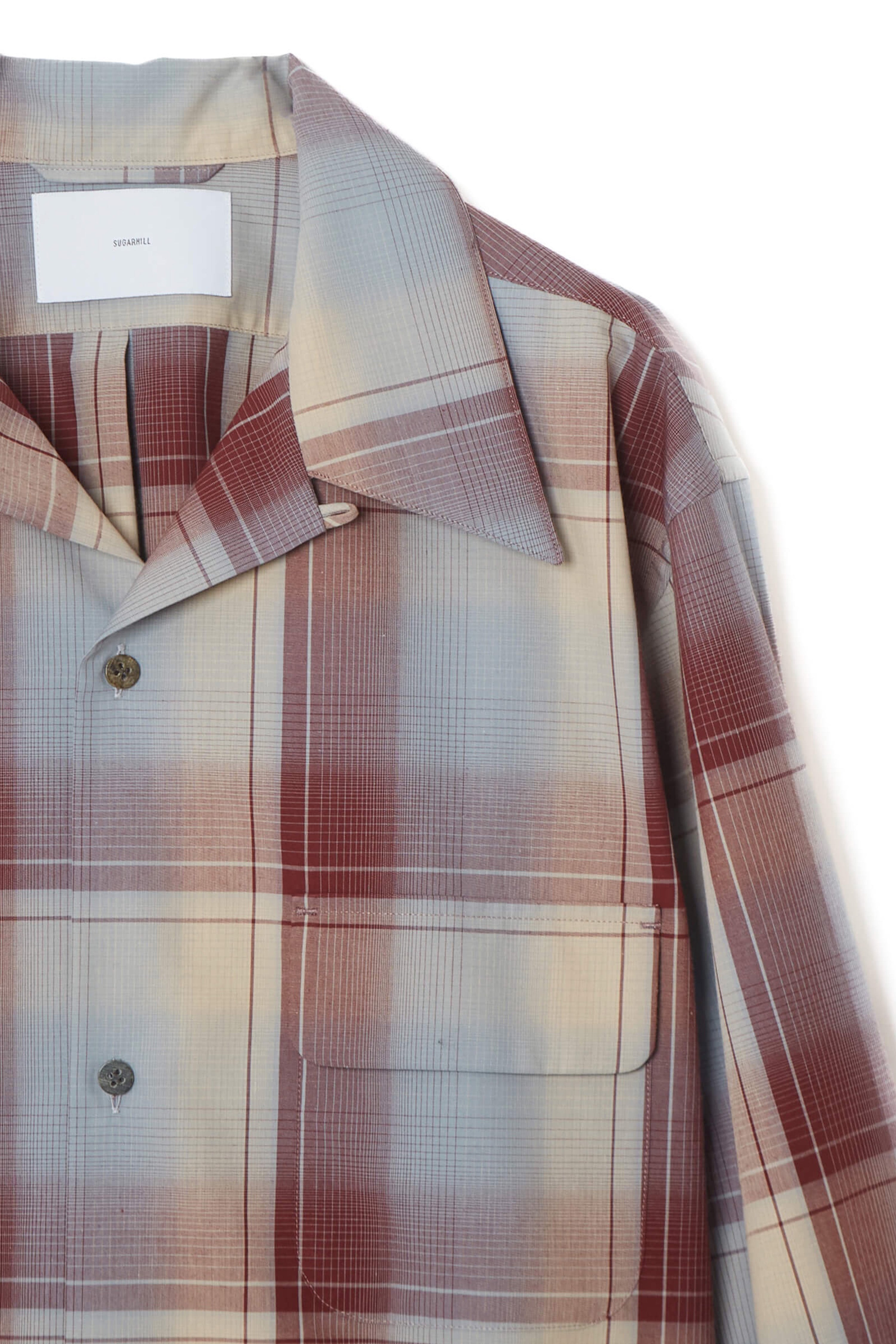 SUGARHILL(シュガーヒル)のOMBRE PLAID OPEN COLLAR BLOUSE WINE ICE