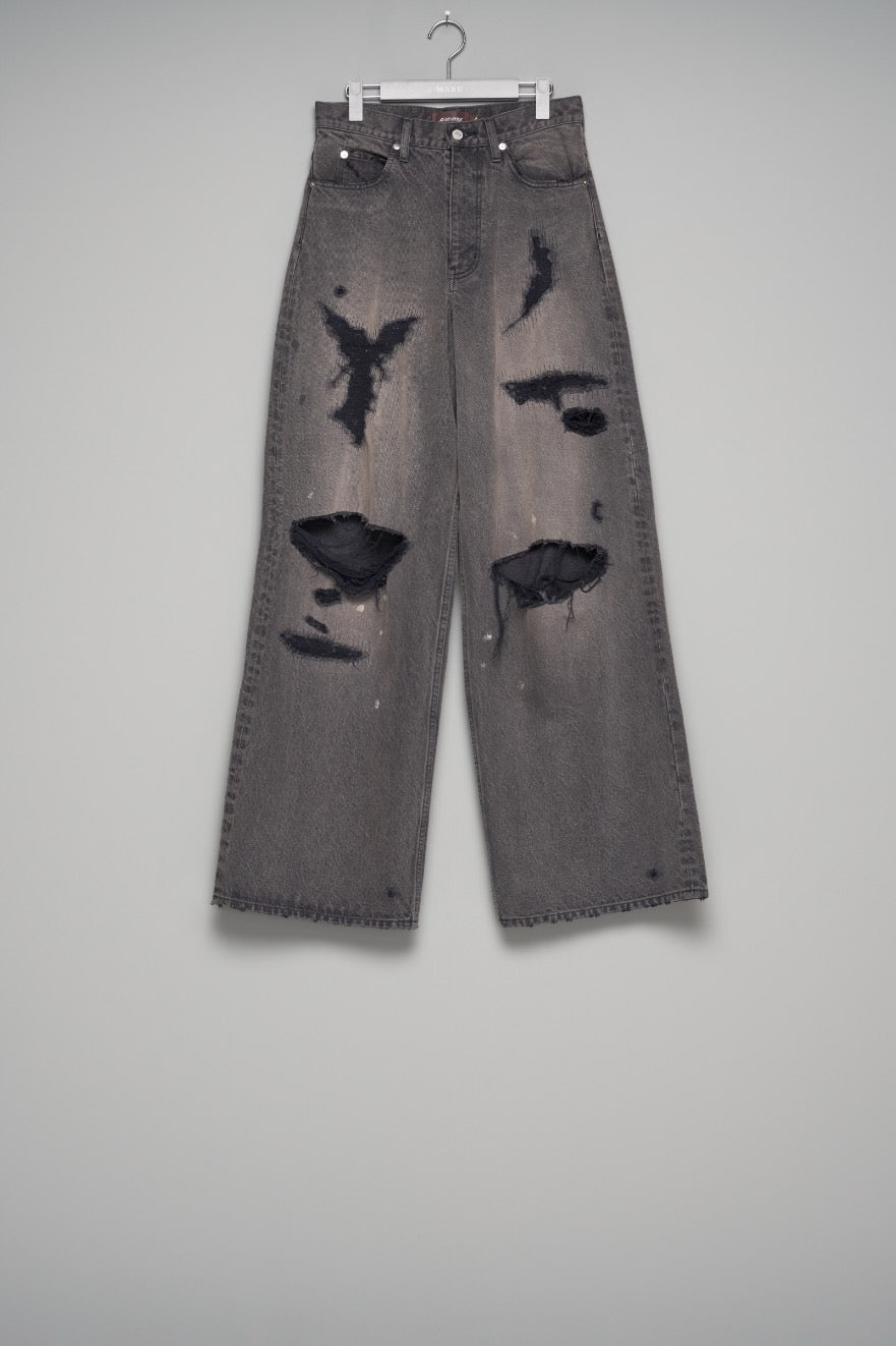 MASU(エムエーエスユー)のMB BAGGY JEANS ANGEL DAMAGE BLACKの通販