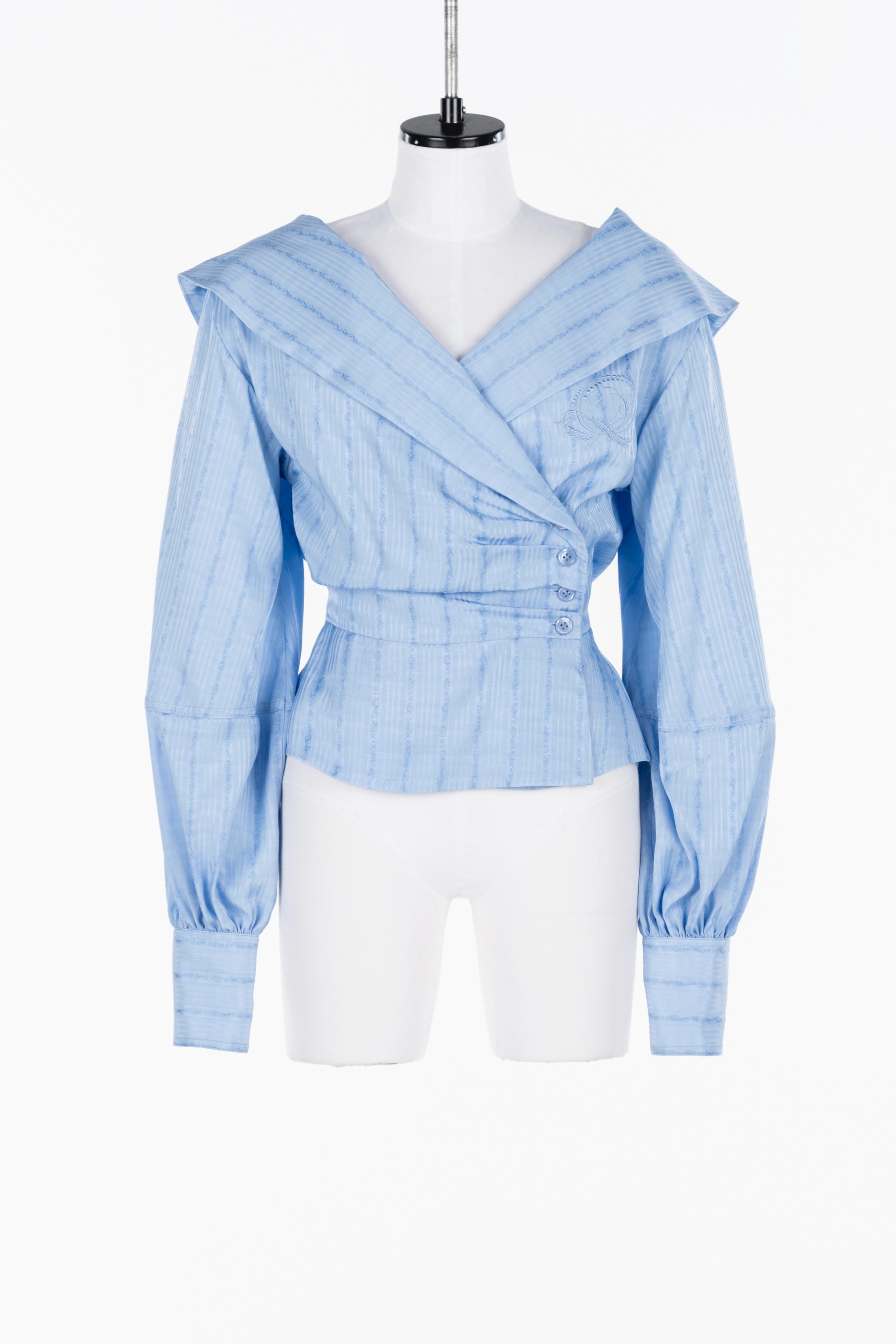 FETICO(フェティコ)のROSE jaquard stripe sailor collar blouse BLUE