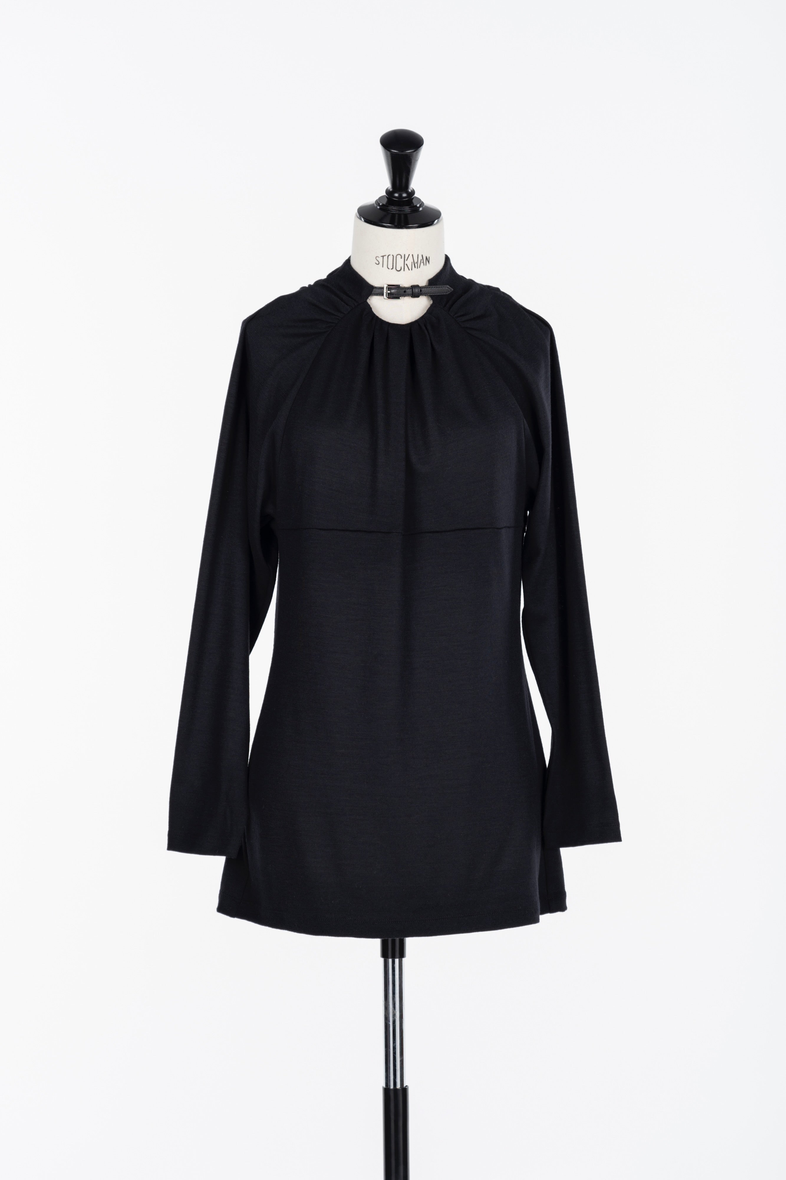 FETICO(フェティコ)のWool gathered long sleeve top BLACKの通販