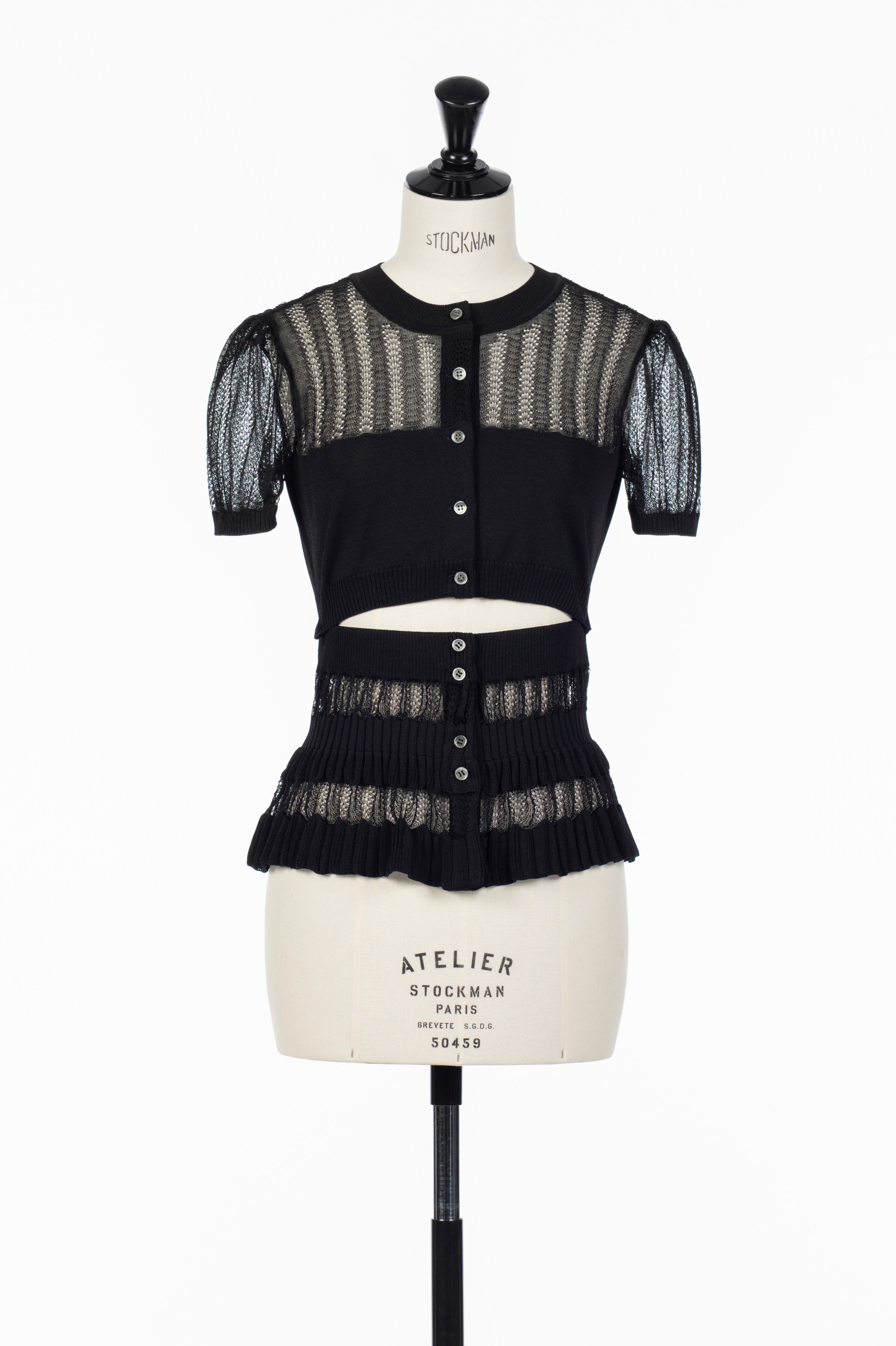 FETICO(フェティコ)のCONVERTIBLE SHEER STRIPE KNIT CARDIGANの通販