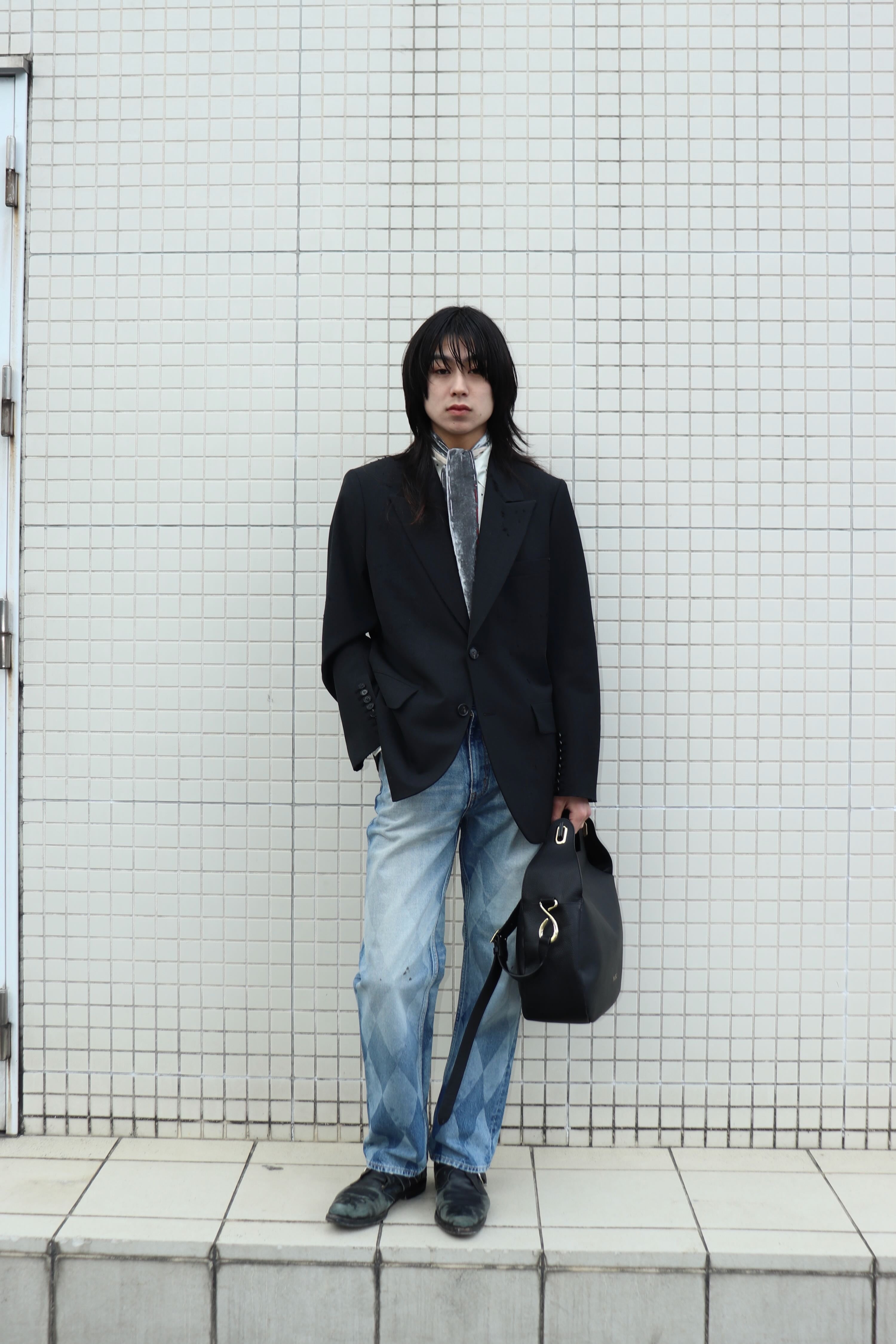 MASU(エムエーエスユー)のUNEVEN VELVET SCARF CHARCOAL(スカーフ)の