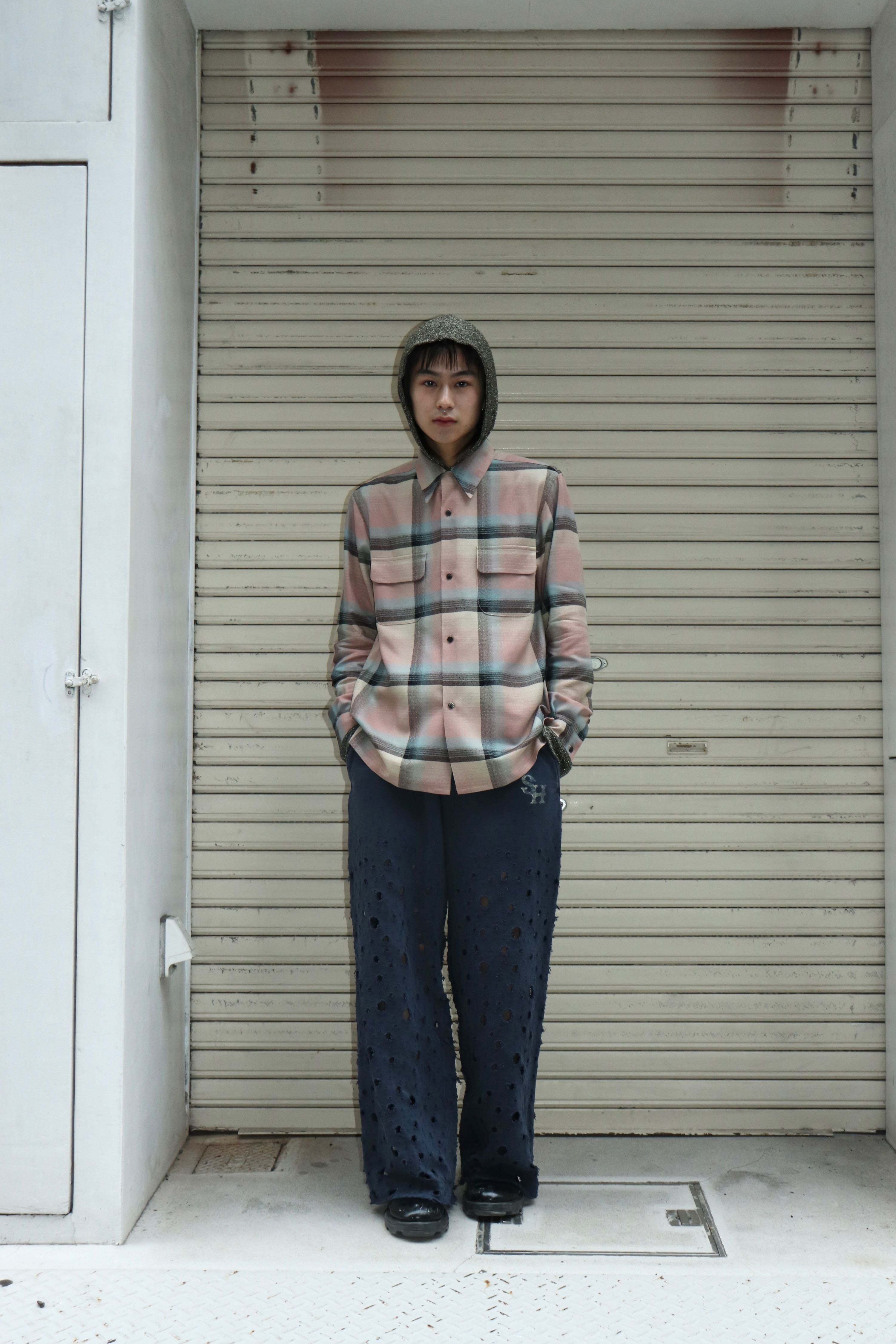 SUGARHILL(シュガーヒル)のRAYON OMBRE PLAID OPEN COLLAR BLOUSE PINK