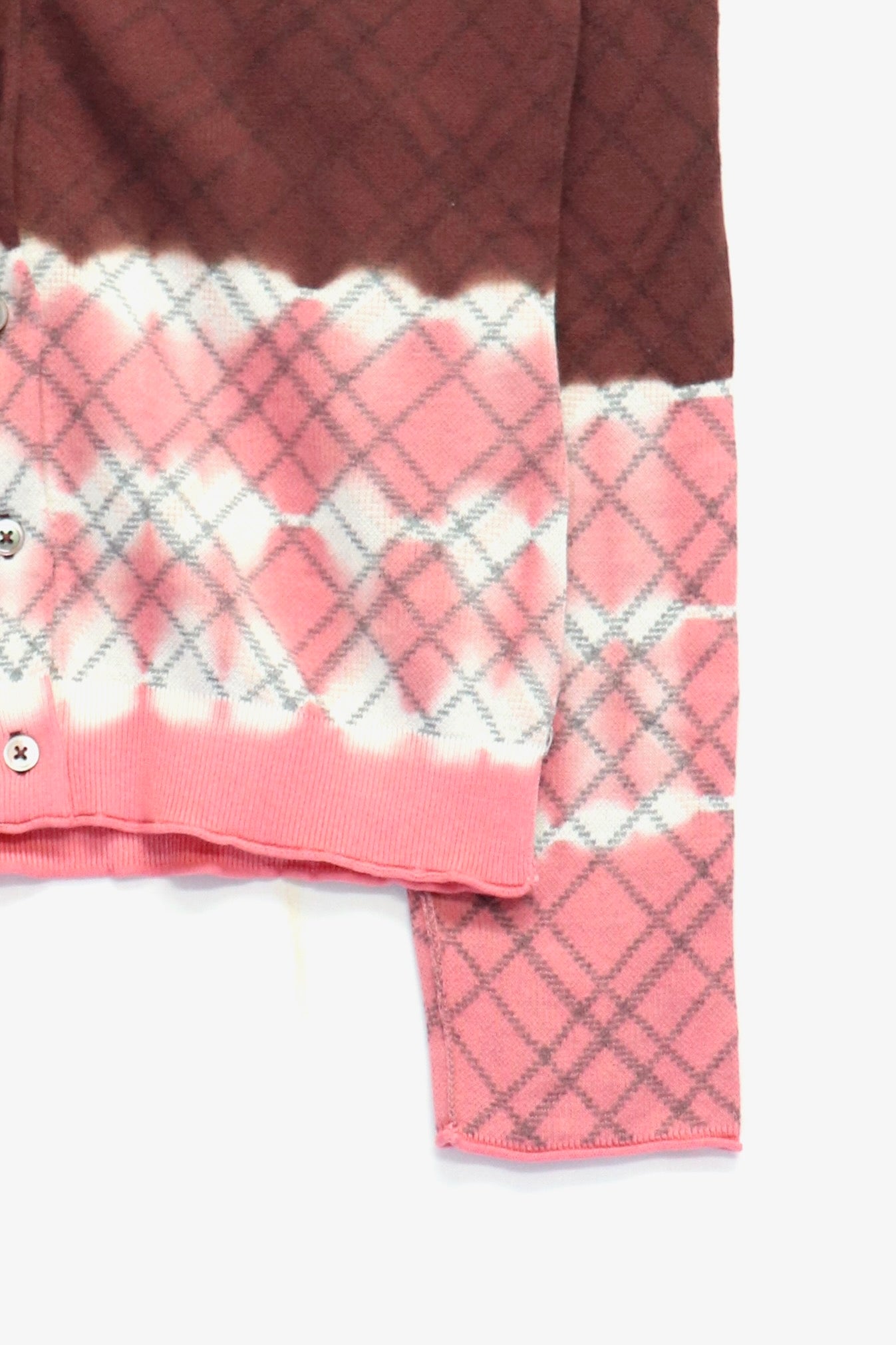 PERVERZE(パーバーズ)のDip-dye Check Knit Cardigan Redの通販