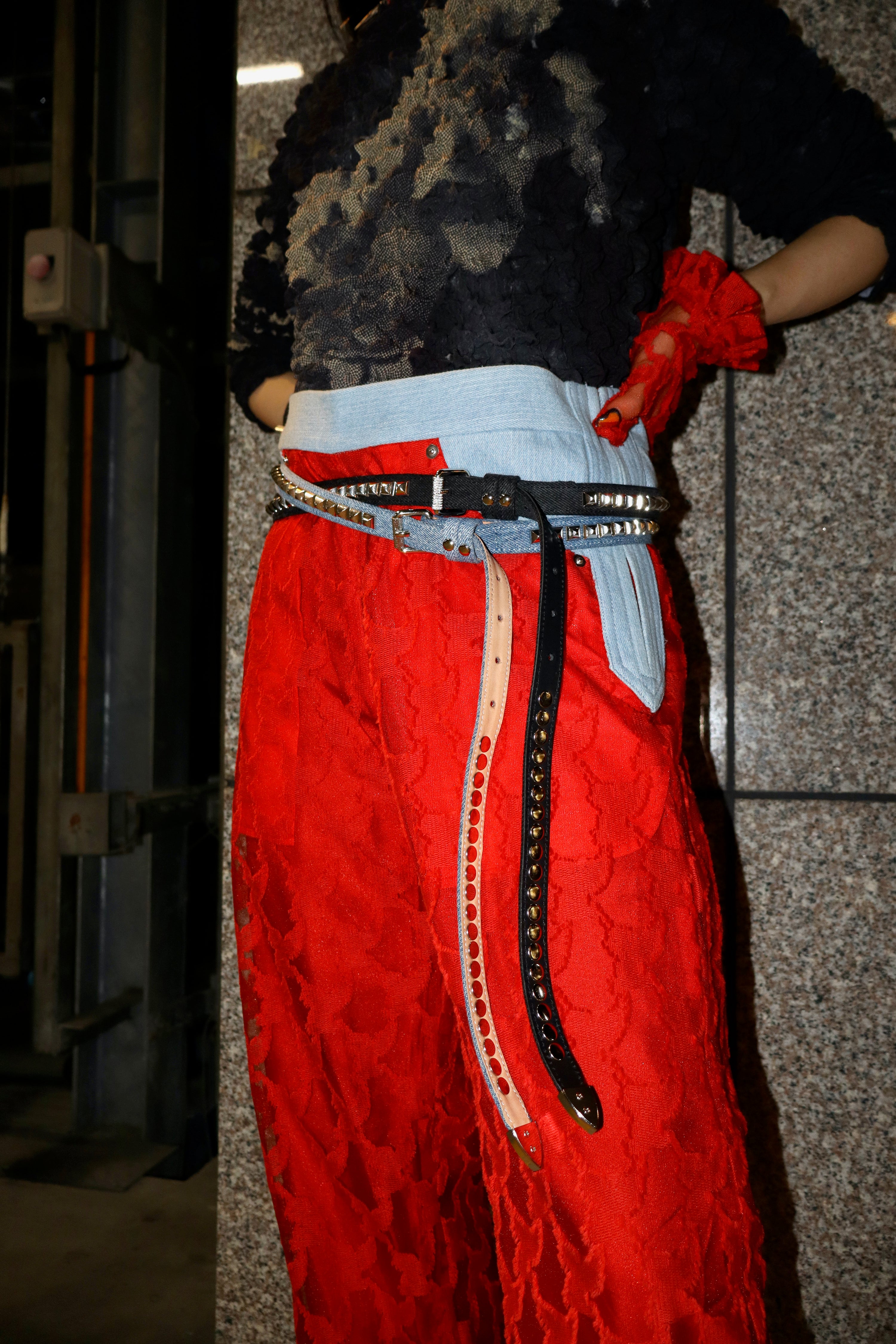 MASU(エムエーエスユー)のSTUDS DENIM NARROW BELT INDIGOの通販 