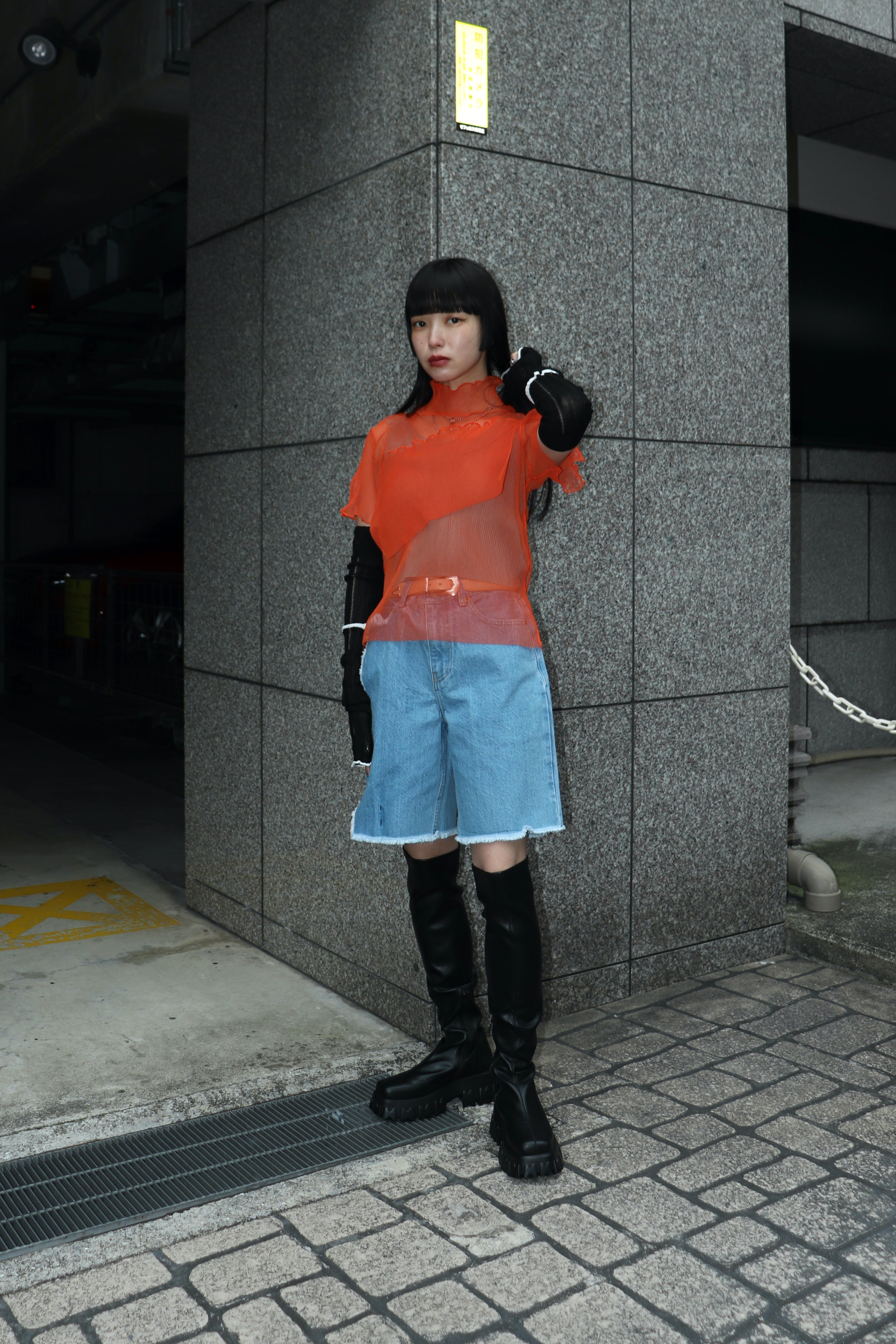 kotohayokozawa(コトハヨコザワ)のLayered Sheer Top ORANGEの通販