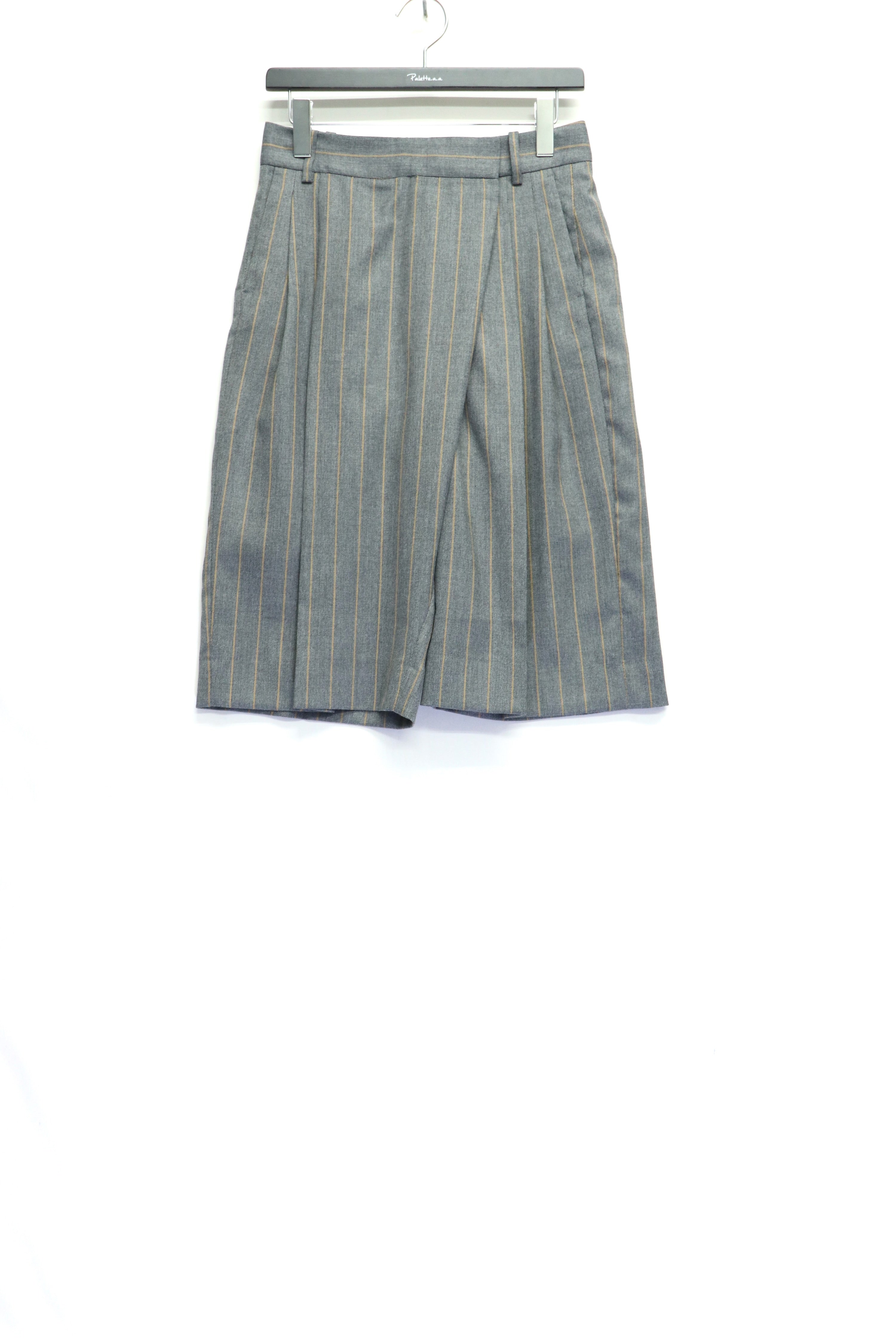 GANNI(ガニー)のWool stripe wrap shorts Pewter Melangeの通販