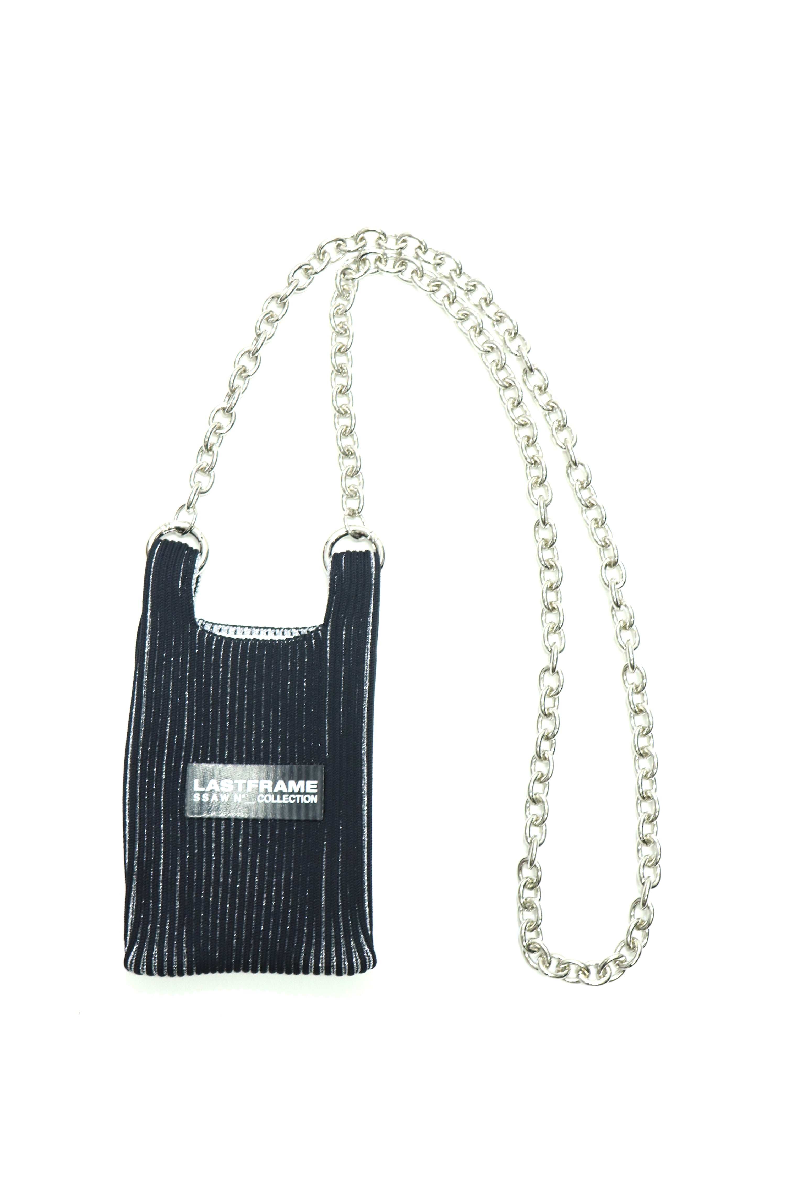 LASTFRAME KYOTO METALLIC MARKET BAG MICRO(BLACK SILVER)