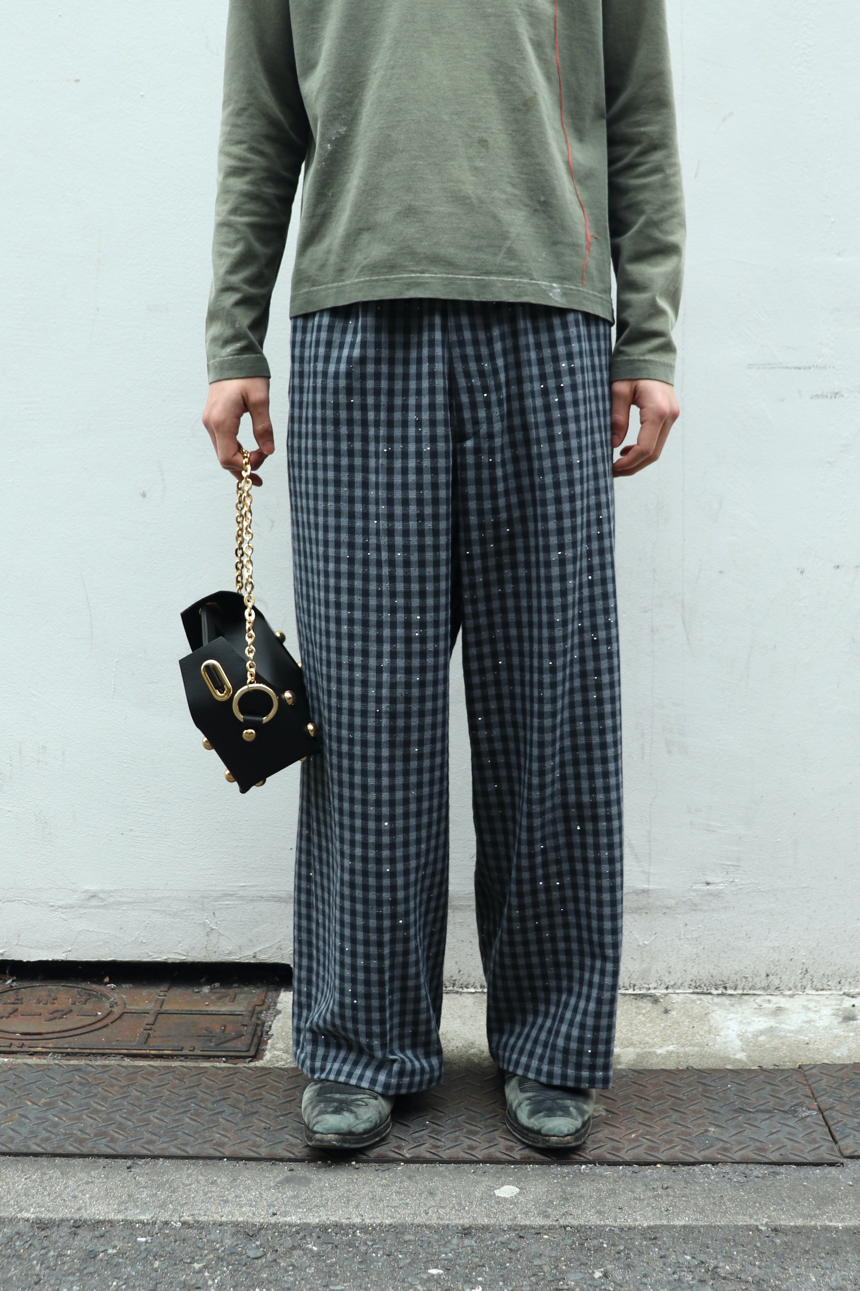 MASU(エムエーエスユー)のSPARKLING PLAID WIDE EASY PANTS BLACKの
