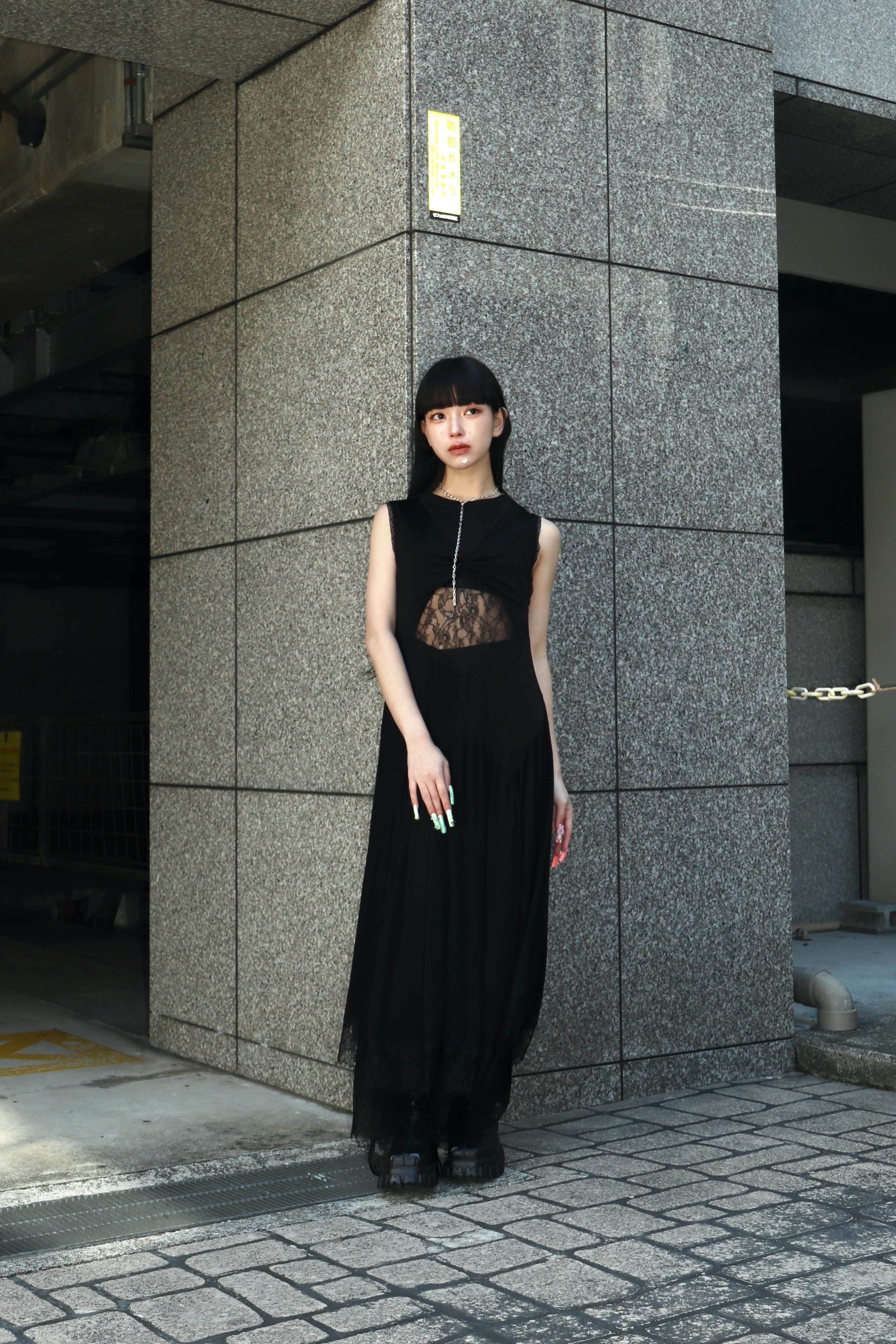 FETICO(フェティコ)のLACE PLEATED JERSEY DRESS(ドレス)の通販 