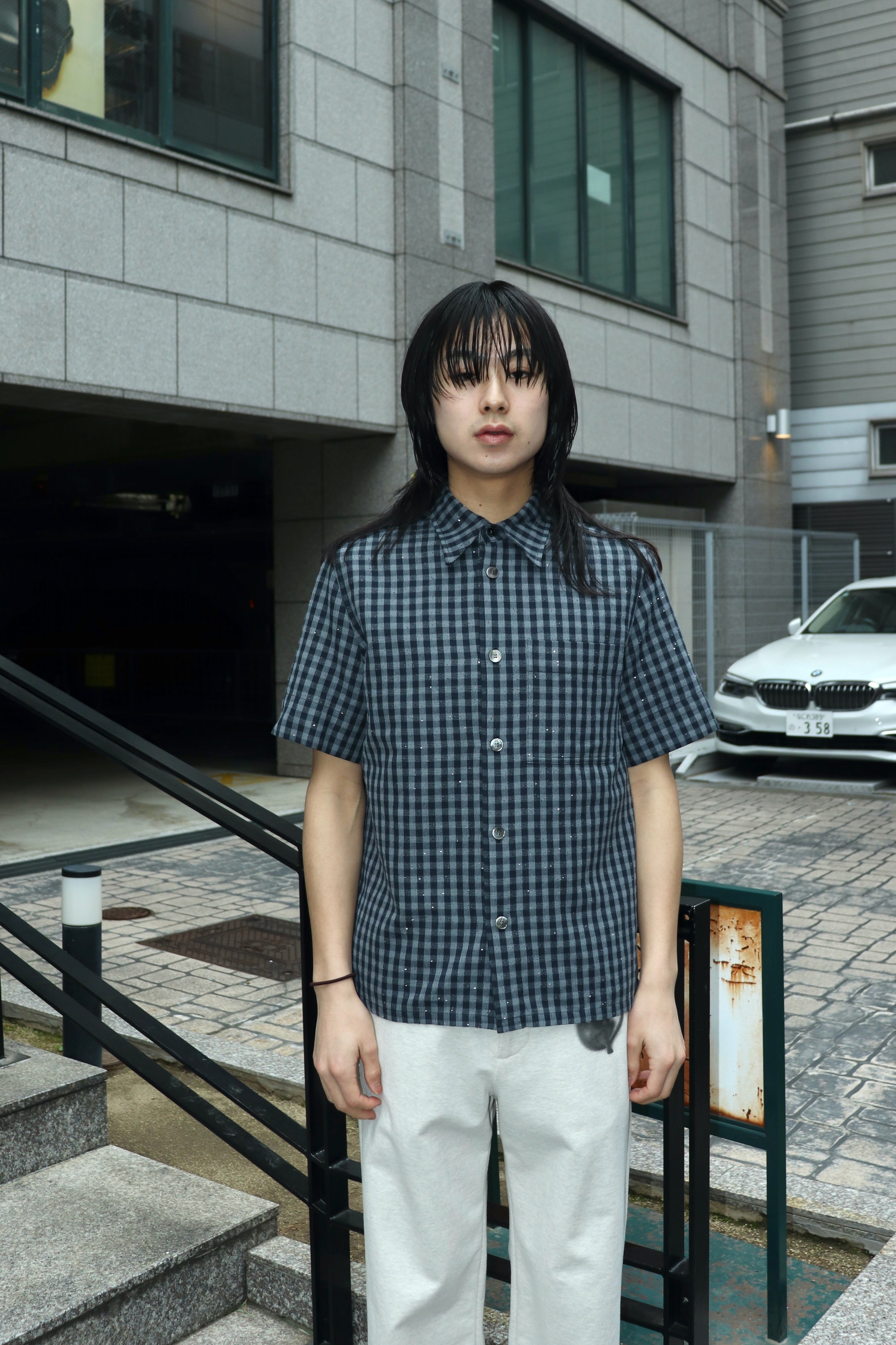 MASU(エムエーエスユー)のSPARKLING PLAID HALF SLEEVE SHIRT BLACKの