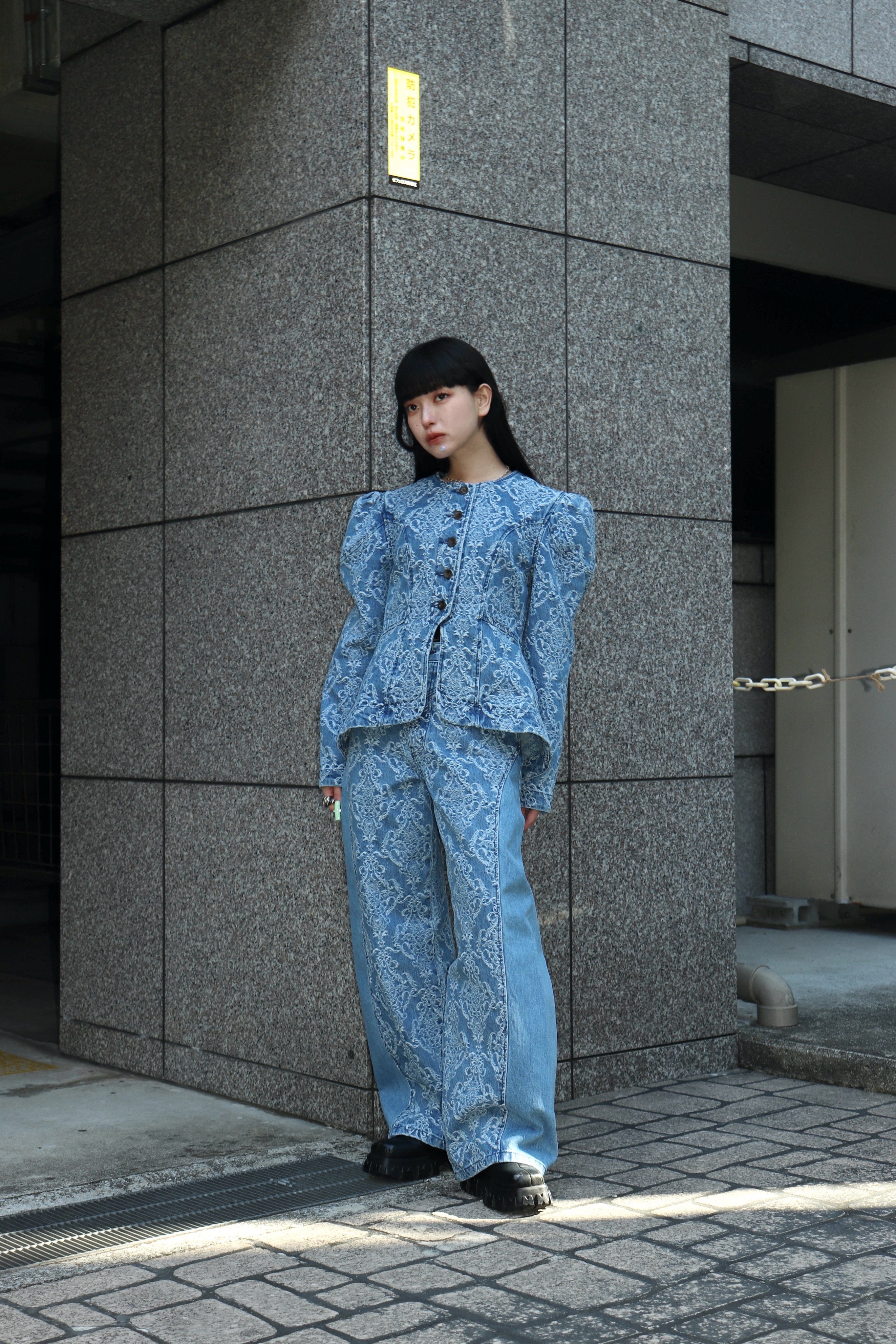 FETICO(フェティコ)のDAMASK-JACQUARD DENIM PEPLUM JACKETの通販