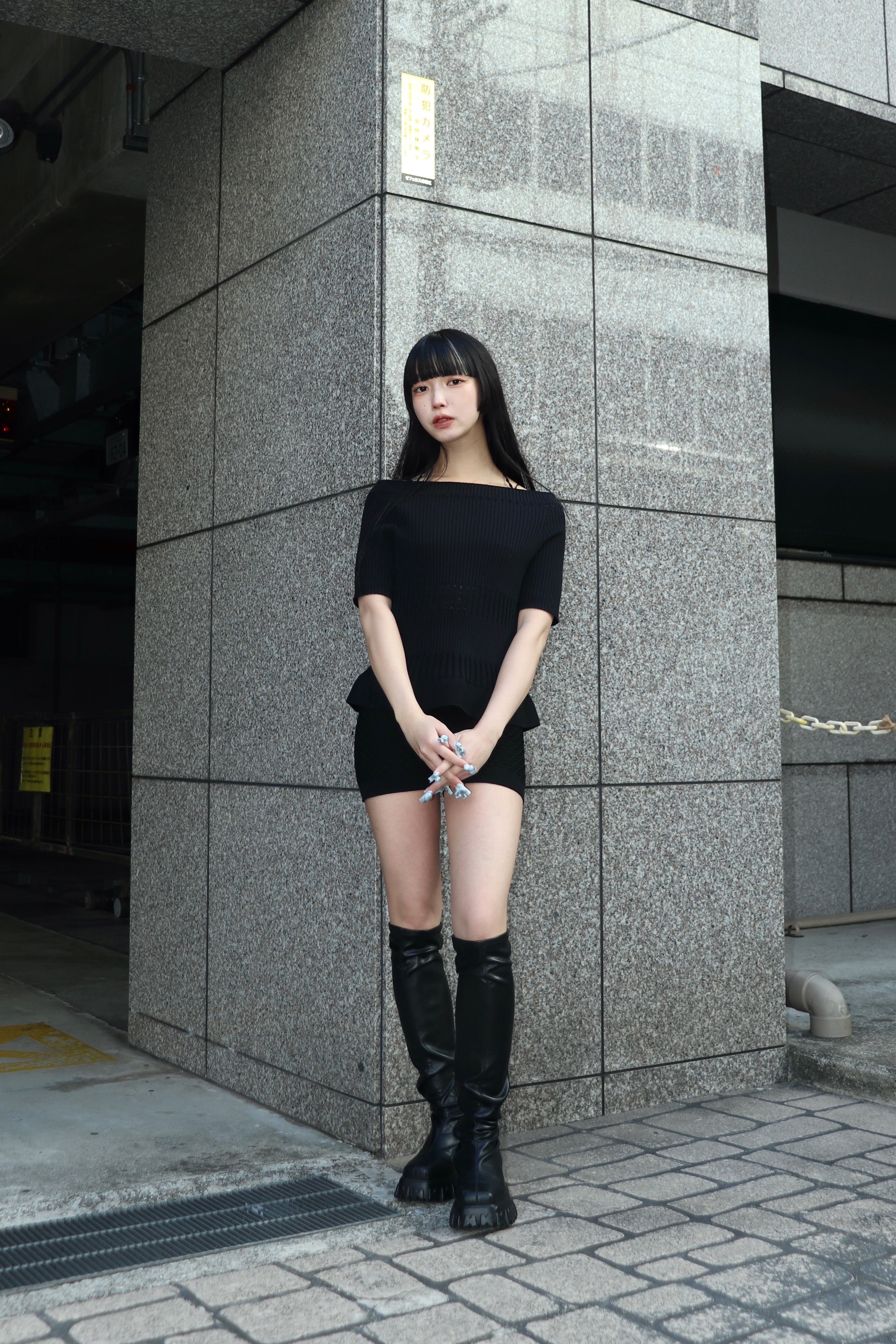 JUUKIFF(ジューキフ)のLACE RIBBED TOP IN MIXED COTTONの通販