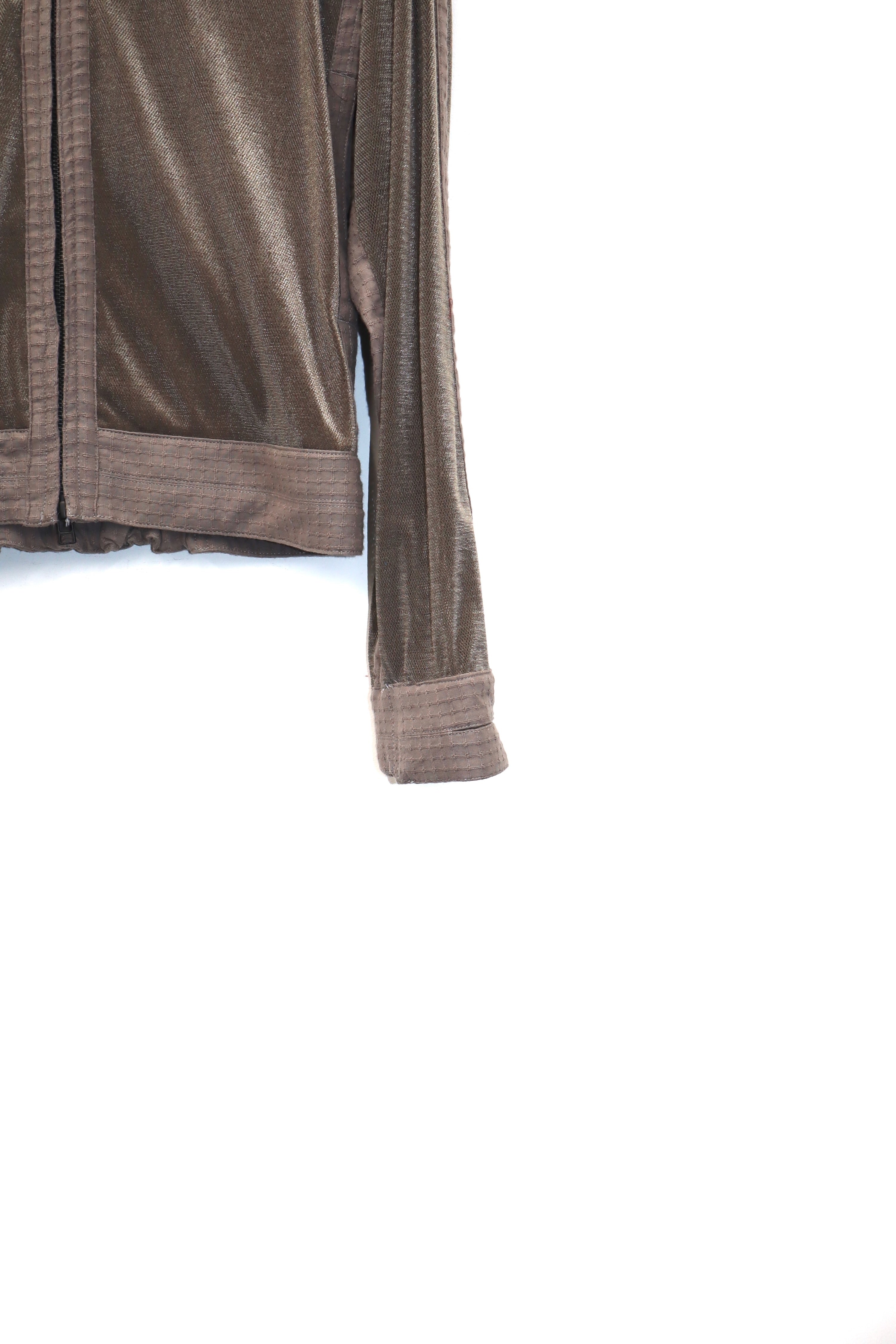 JIAN YE(ジェンイェ)のMESH HOODIE 参 BROWN(フーディー)の通販