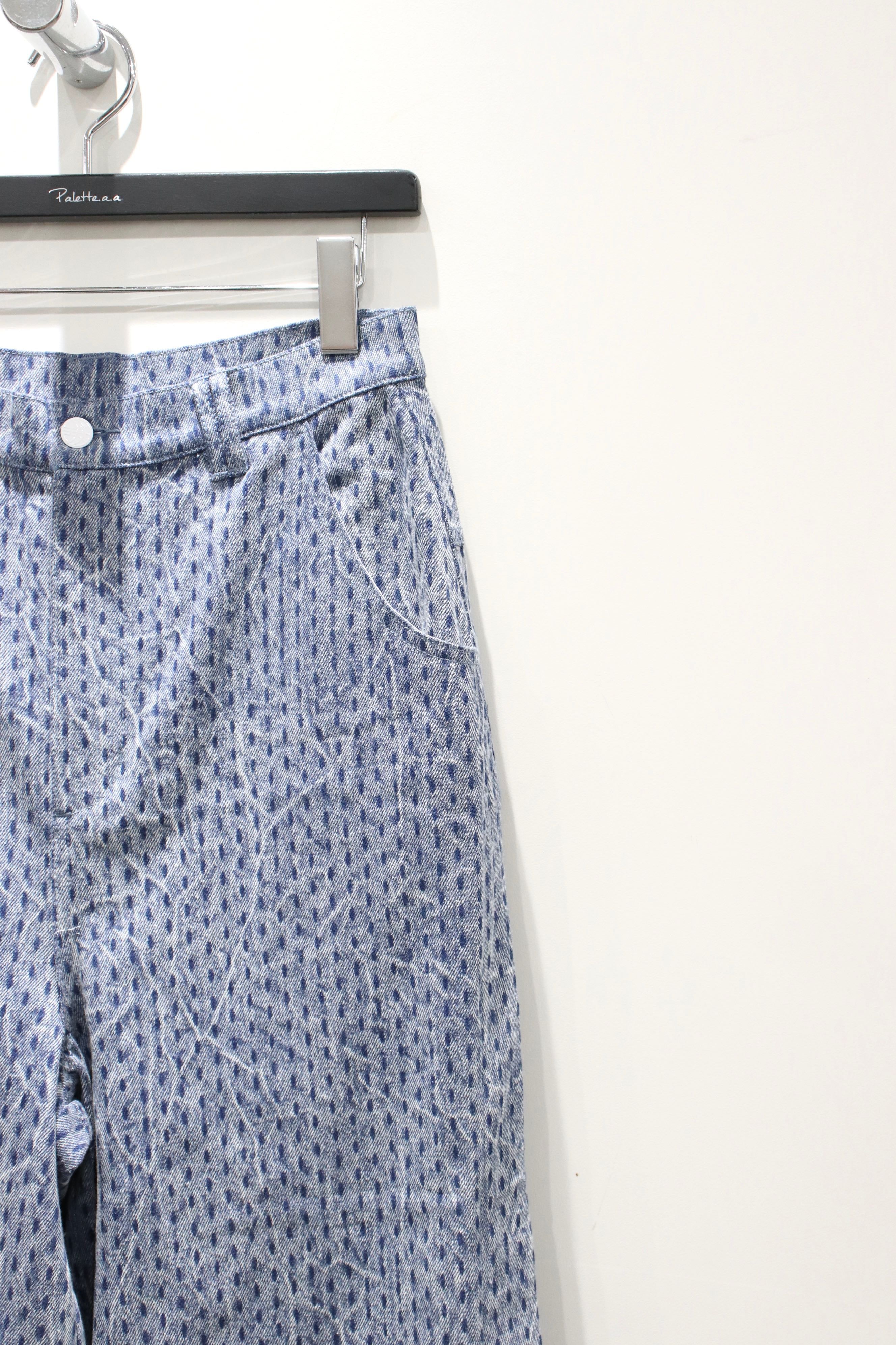 パンツ namesake24ssPrince criklewashjeans NAMESAKE(ネイムセイク)のPRINCE CRINKLE WASH TRACK JEANS CYBER BLUE