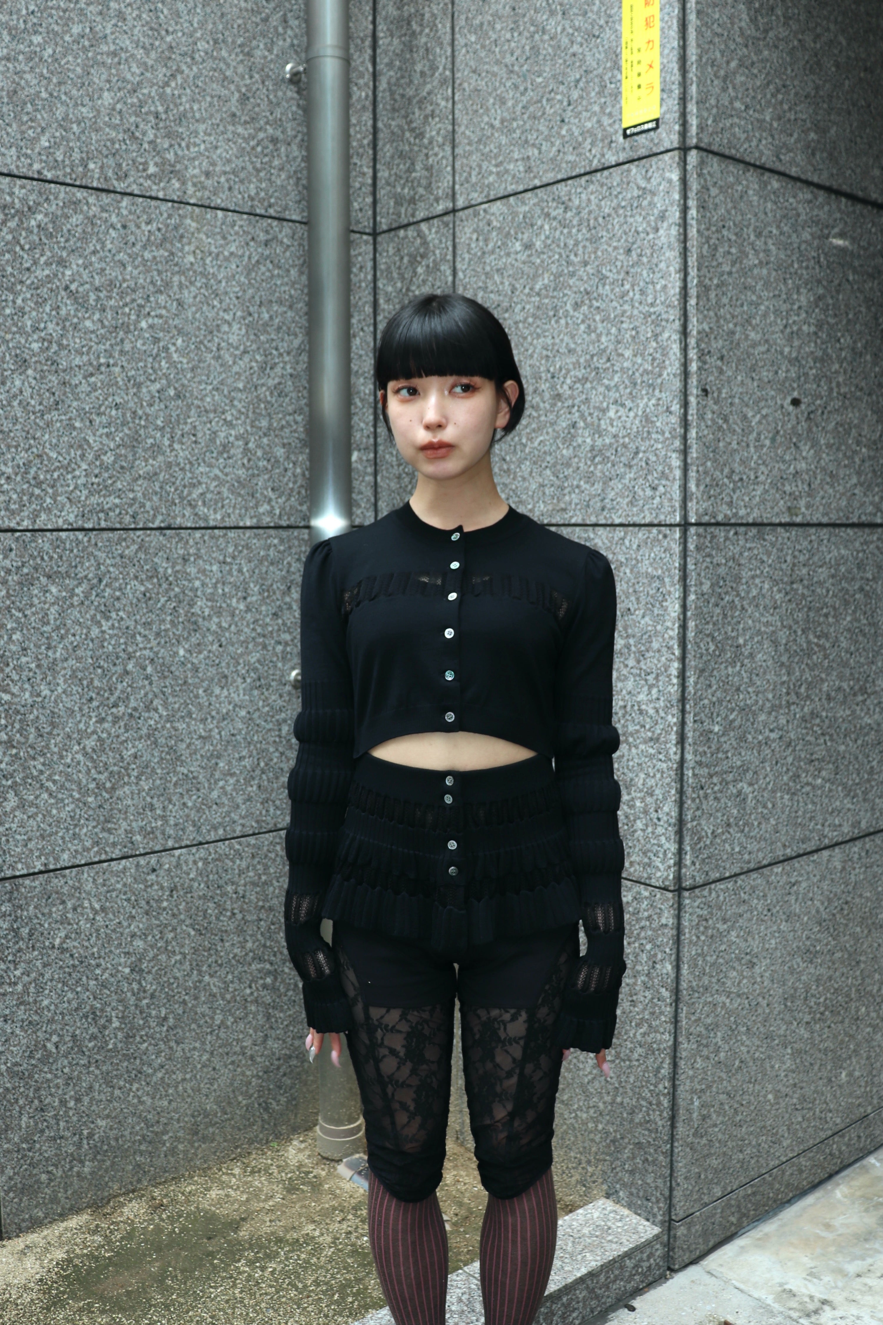 FETICO(フェティコ)のCONVERTIBLE SHEER LACE STRIPE KNIT CARDIGANの