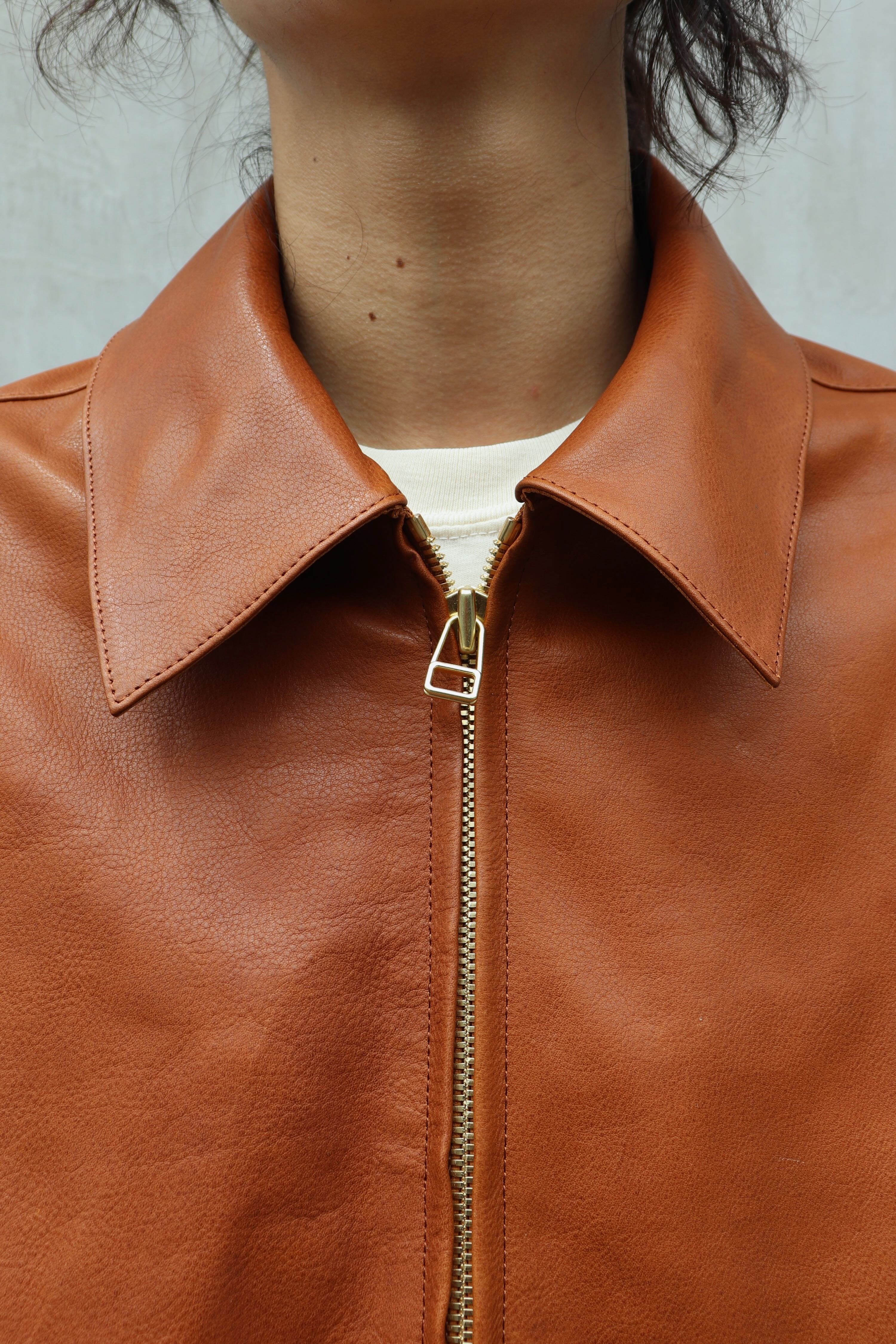 SOSHIOTSUKI(ソウシオオツキ)のOILED LEATHER BLOUSON CAMELの通販 