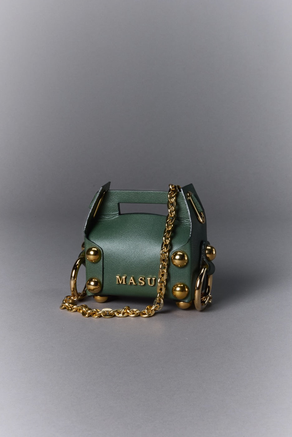 MASU(エムエーエスユー)のLEATHER CAKE BAG PETIT MOSS GREEN(バッグ