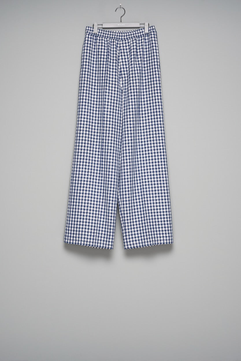 MASU(エムエーエスユー)のSPARKLING PLAID WIDE EASY PANTS BLUEの通販