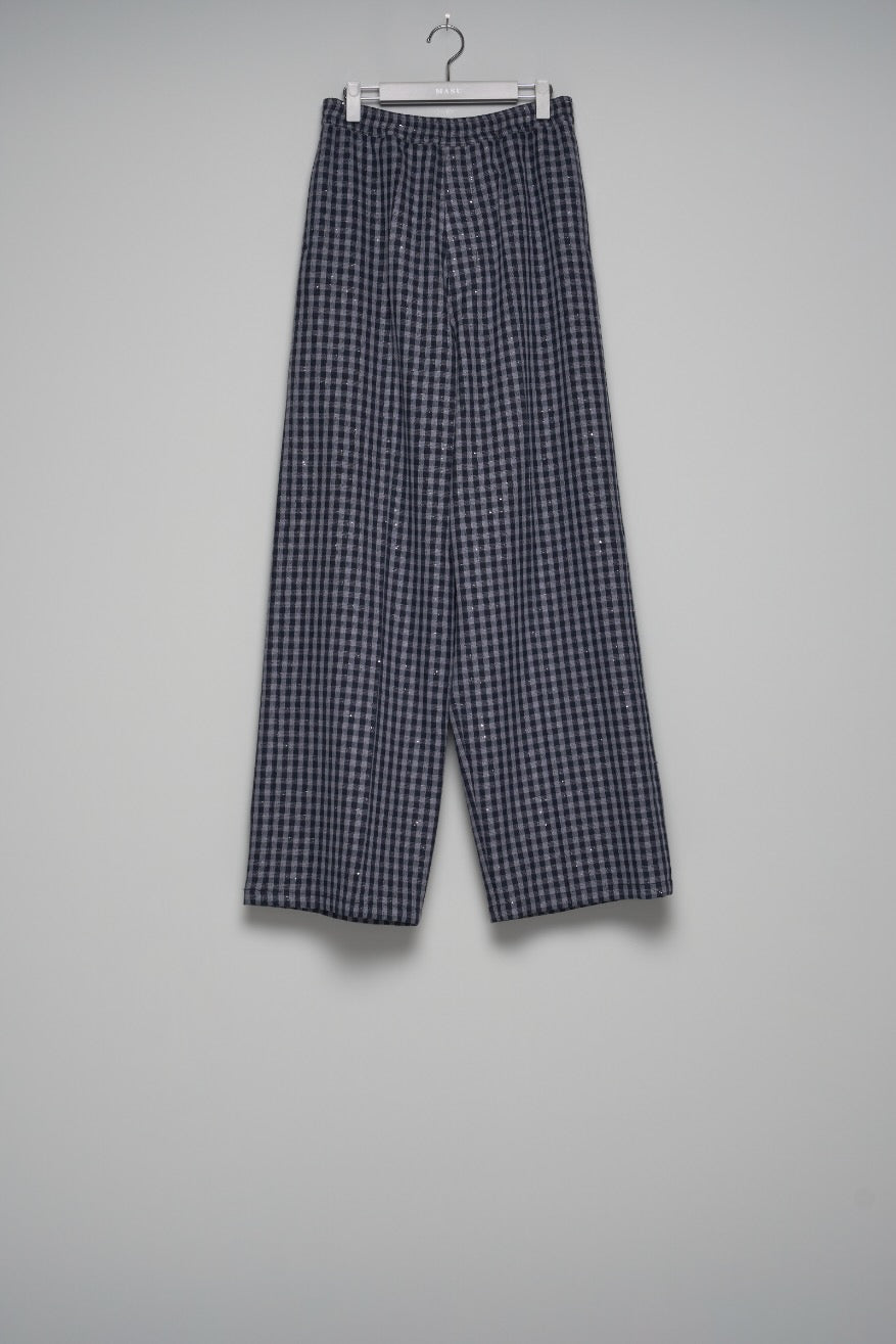 MASU(エムエーエスユー)のSPARKLING PLAID WIDE EASY PANTS BLACKの