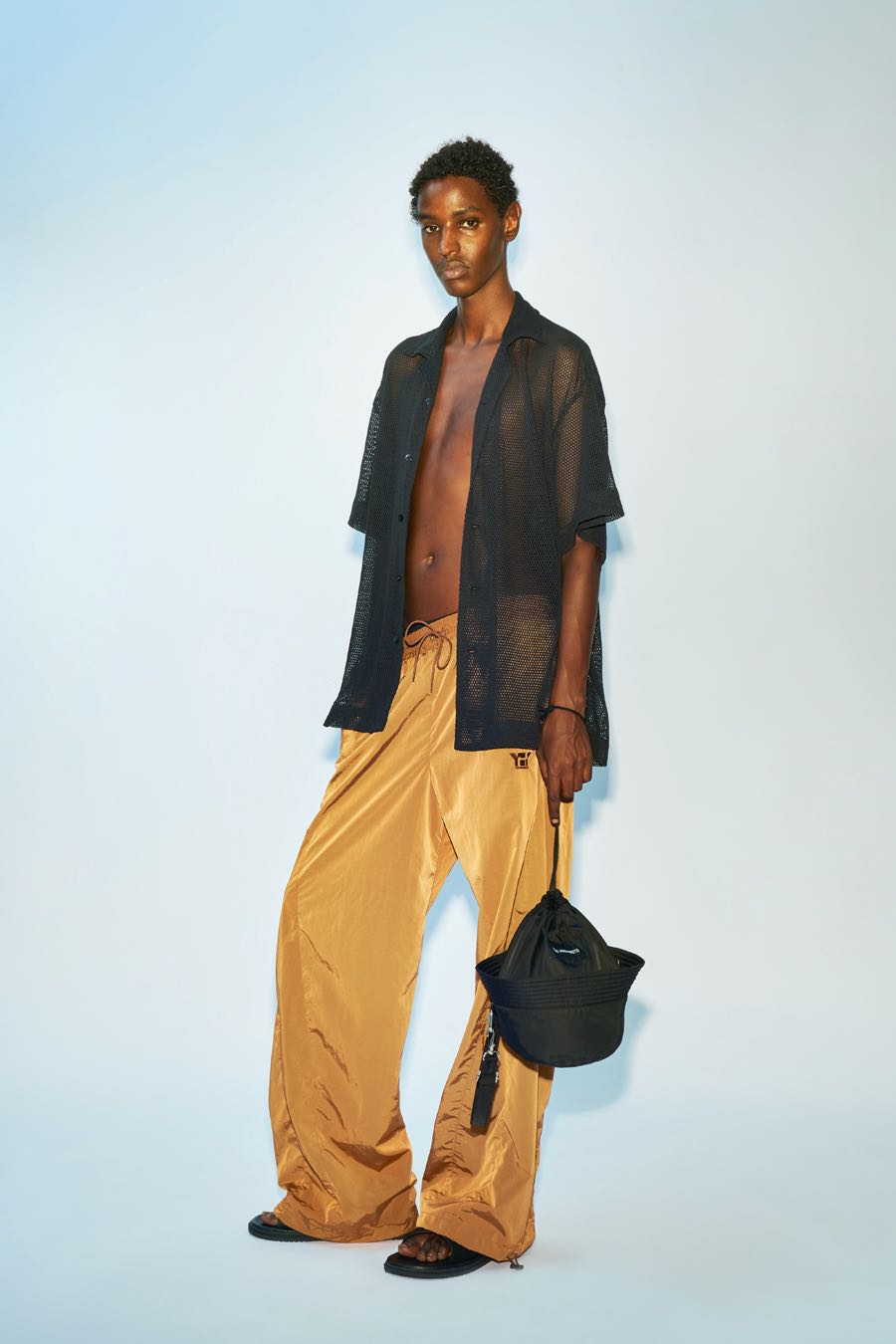 YUKI HASHIMOTO(ユウキハシモト)のMESH OPEN COLLAR SHIRTS BLACKの