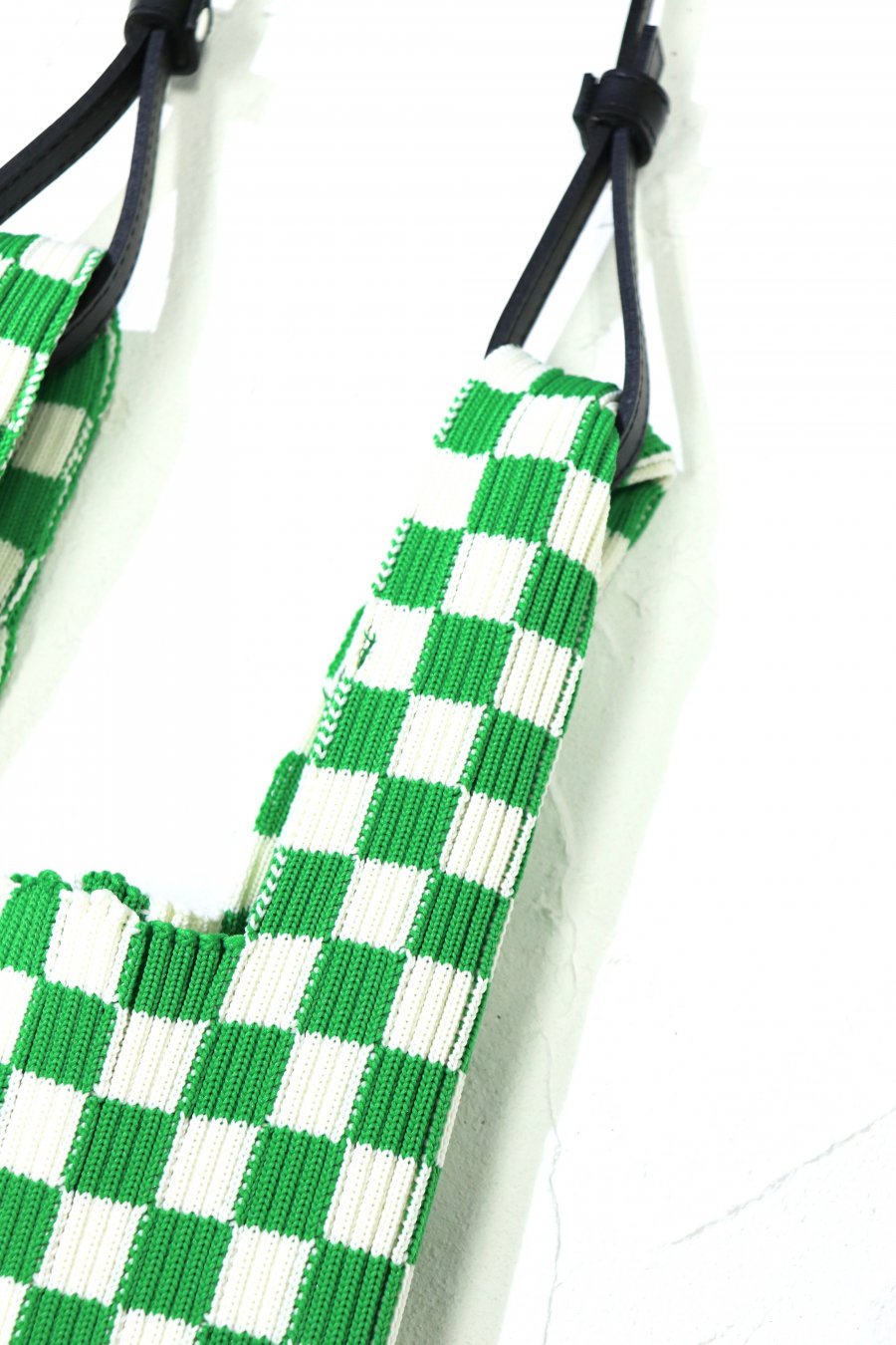 LastFrame (Last Frame) Ichimatsu Market Bag Small-Green × Ivory