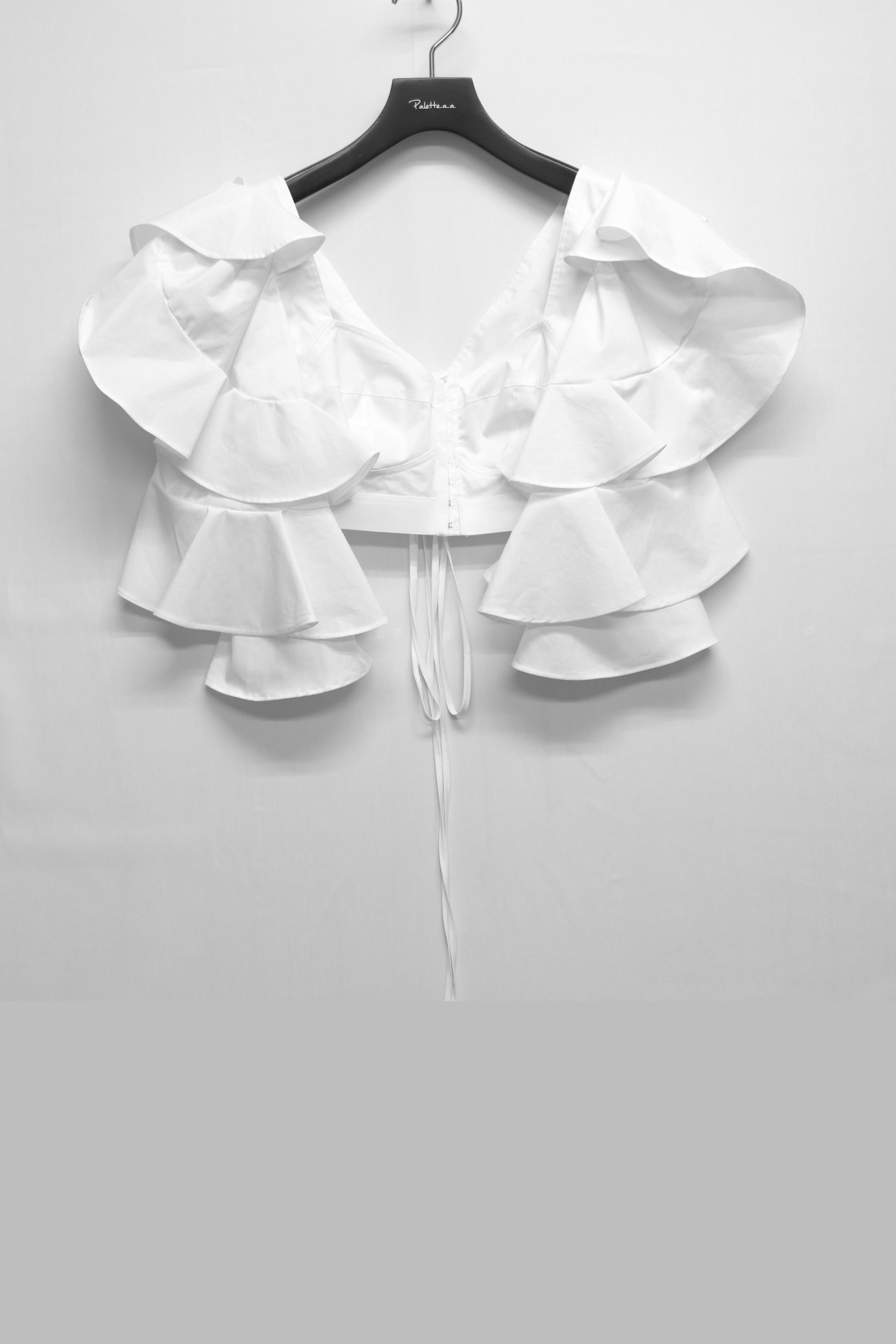 FETICO(フェティコ)のRUFFLED SLEEVE BUSTIER TOP WHITEの通販 