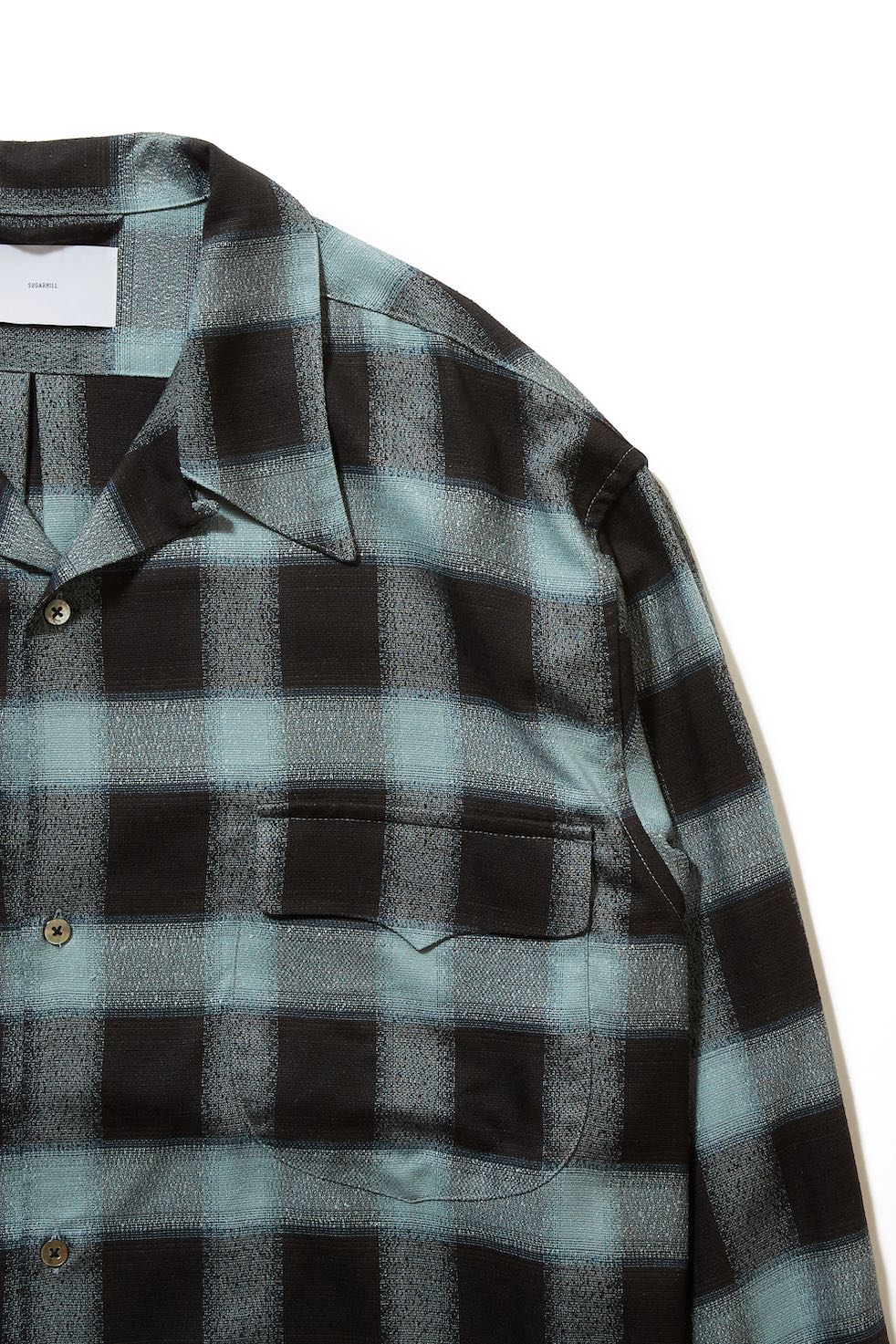 SUGARHILL(シュガーヒル)のOMBRE PLAID OPEN COLLAR BLOUSE TURQUOISE