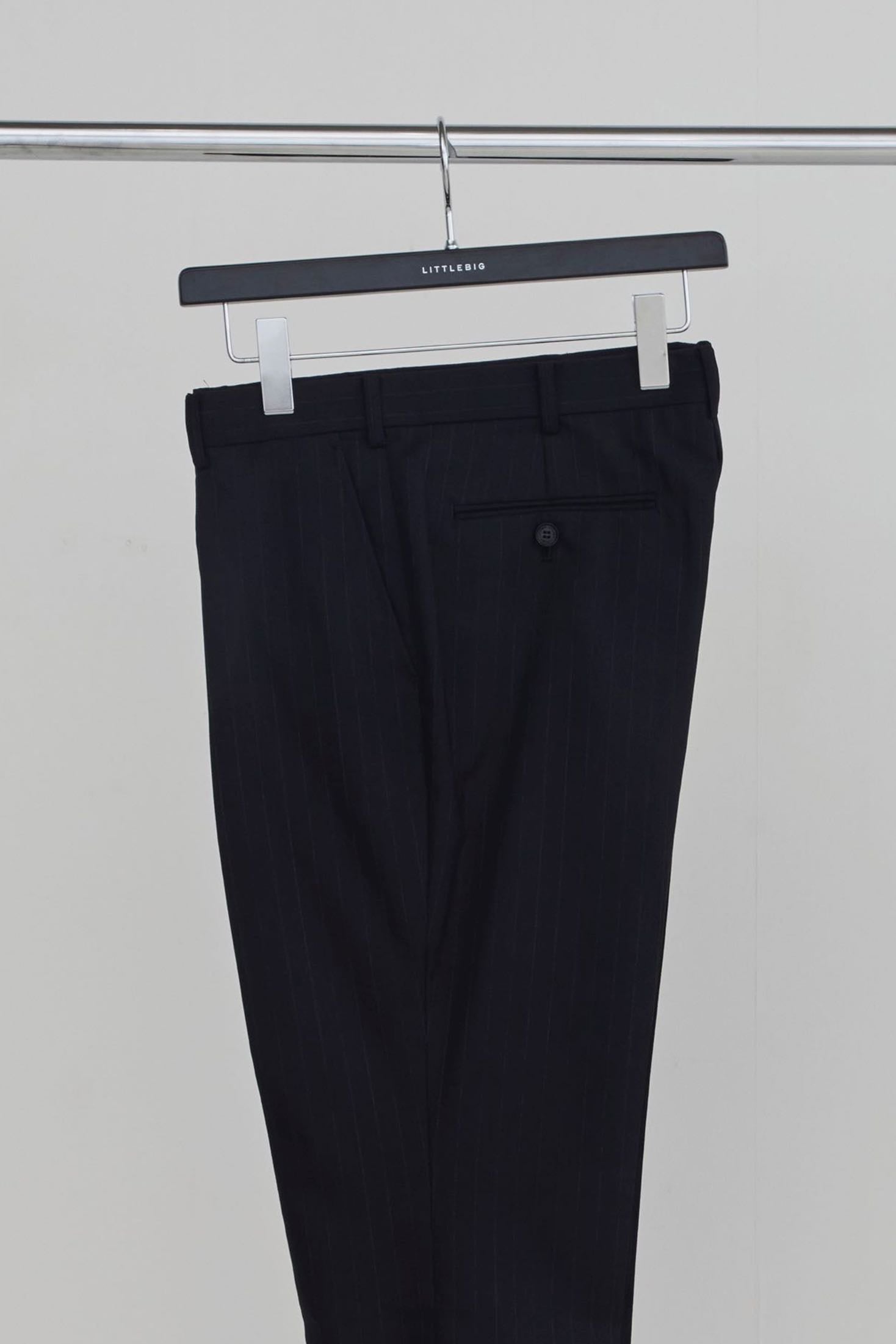 LITTLEBIG(リトルビッグ)のChalk Stripe Flare Trousers Black or ...
