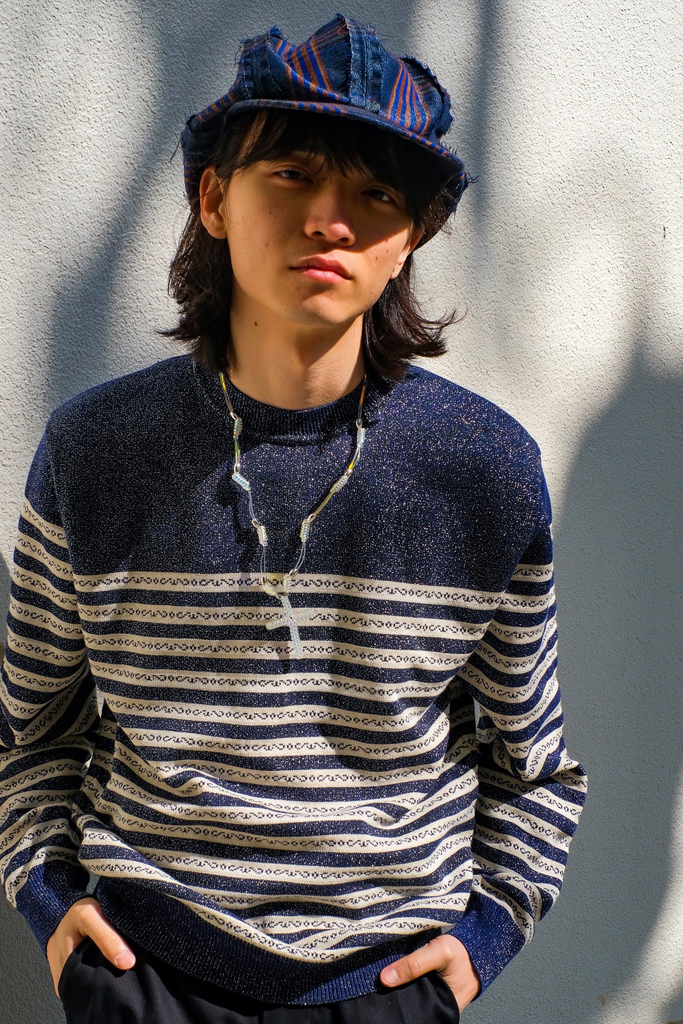 Taiga Igari(タイガ イガリ)の22ss Shine Border Knit NAVYの通販