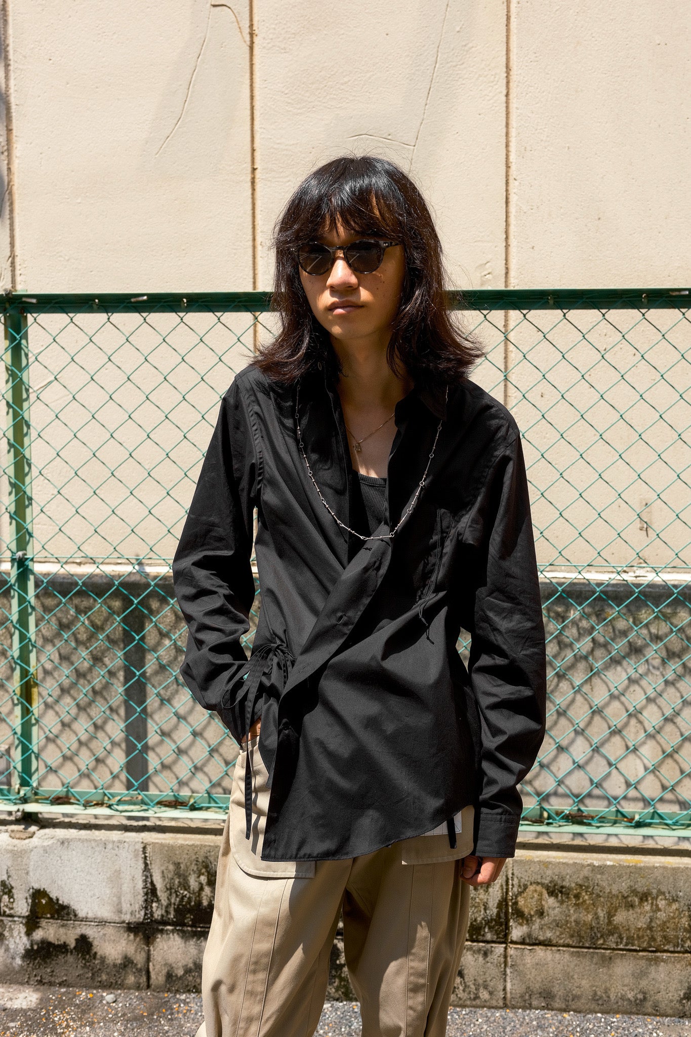 soshiotsuki Kimono Breasted Shirt(black)シャツ