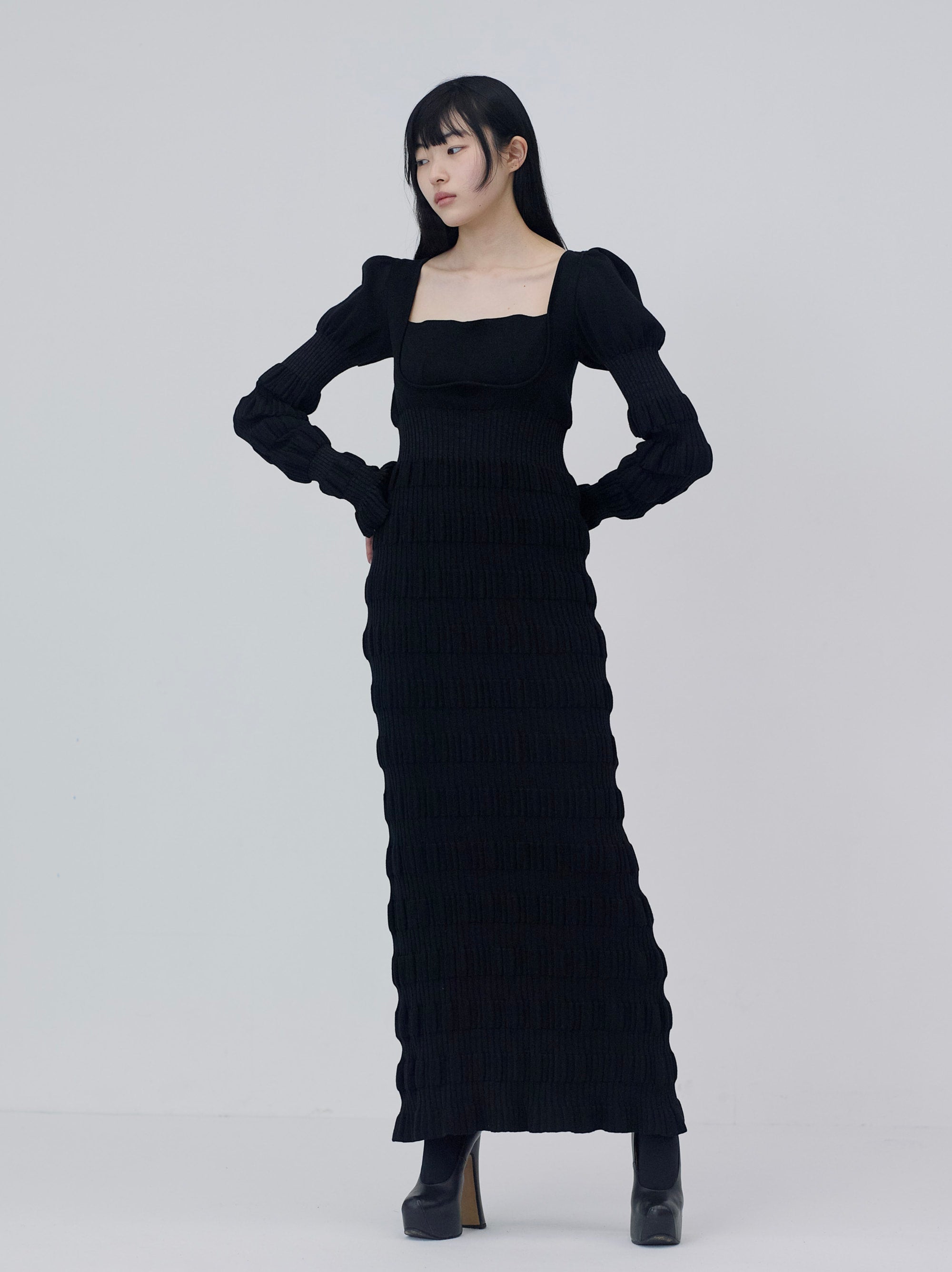 【新品】fetico Stripe Rib Knit Dress