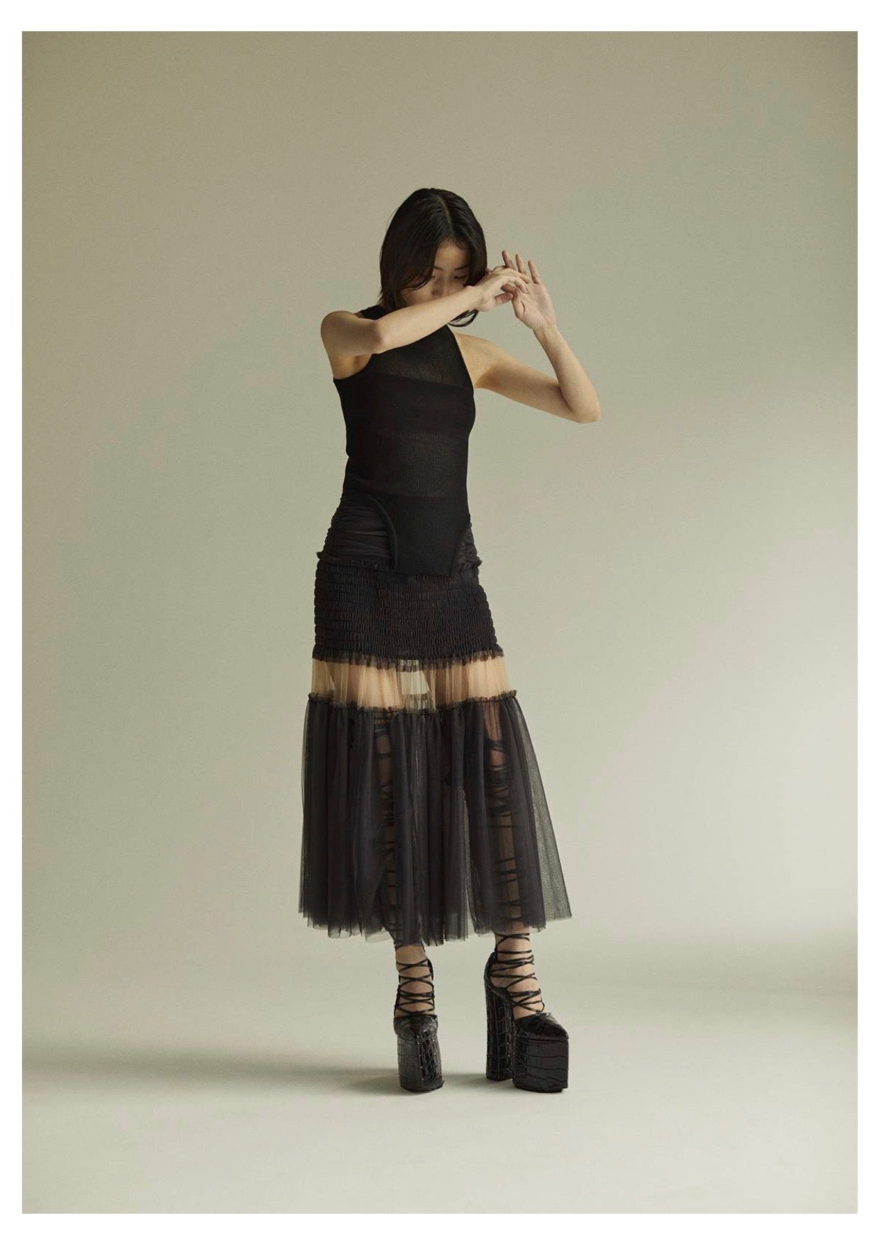 ファッションなデザイン GATHERED TULLE FETICO DRESS ワンピース