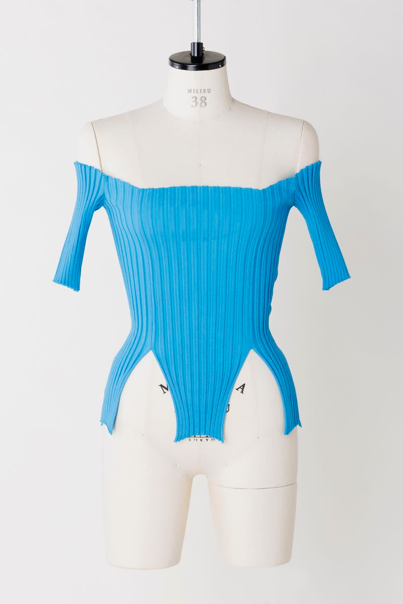 FETICO's Rib Knit Slit Top Aqua (Knit) Mail Order | Palette Art