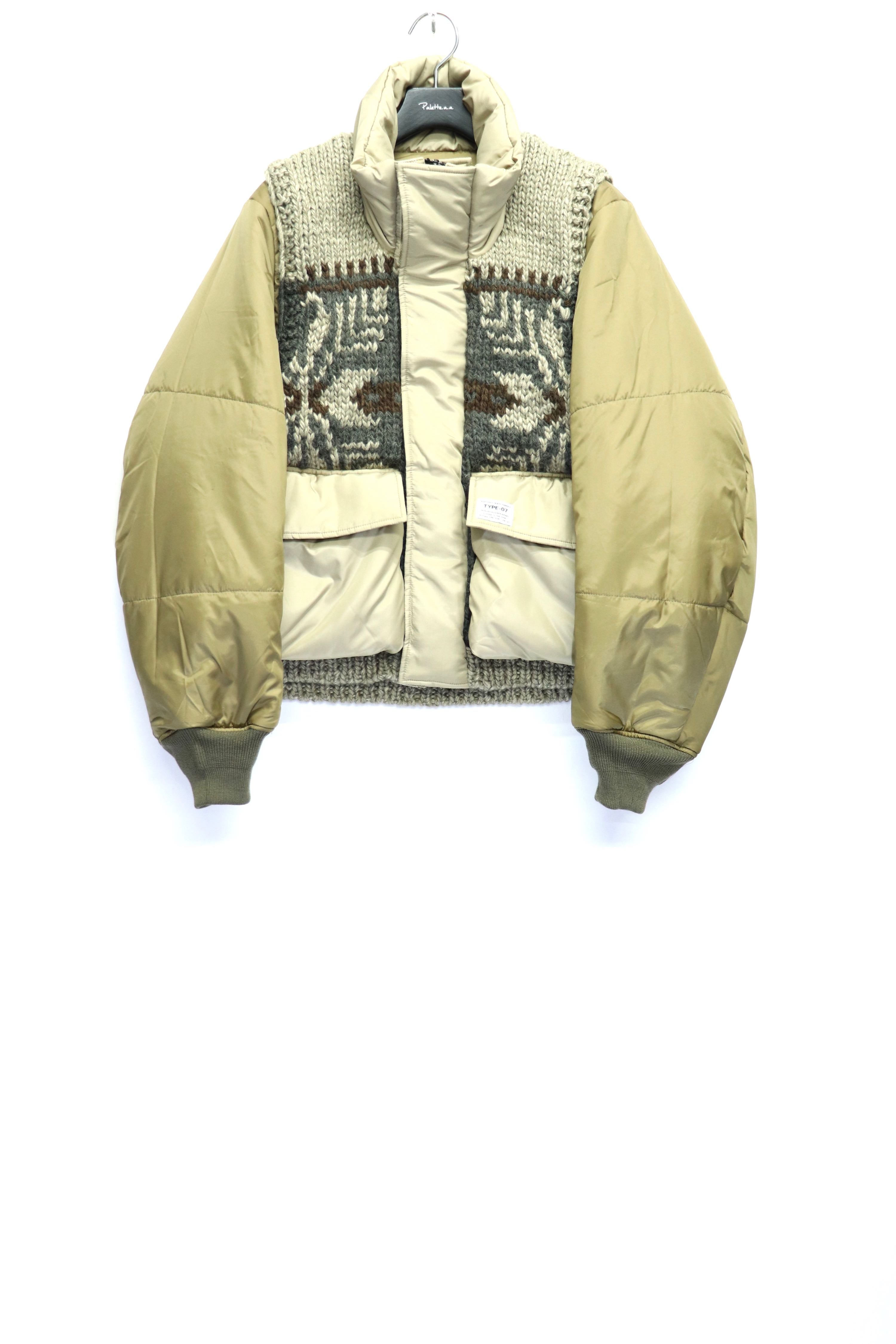 elephant TRIBAL fabrics Hybrid Cowichan Blouson(BEIGE × KHAKI)