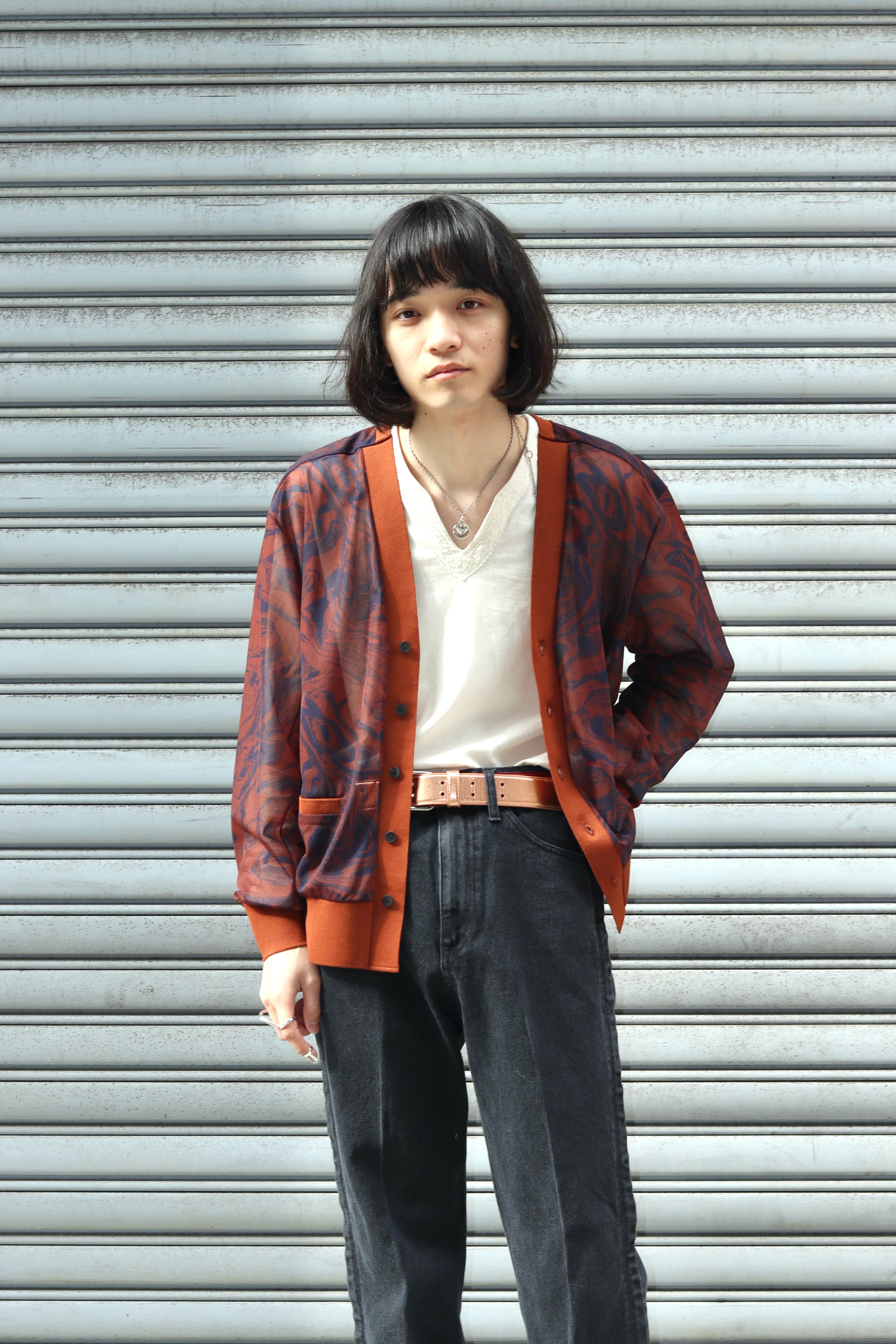 TOGA Virilis (Toga Billiris) 22SS MARBLE JERSEY CARDIGAN BROWN