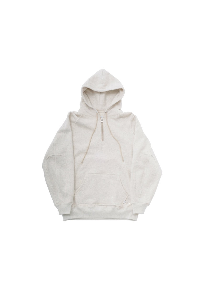 SUGARHILL TRIPLE STITCHED HALF ZIP-UP HOODIE(WHITE)