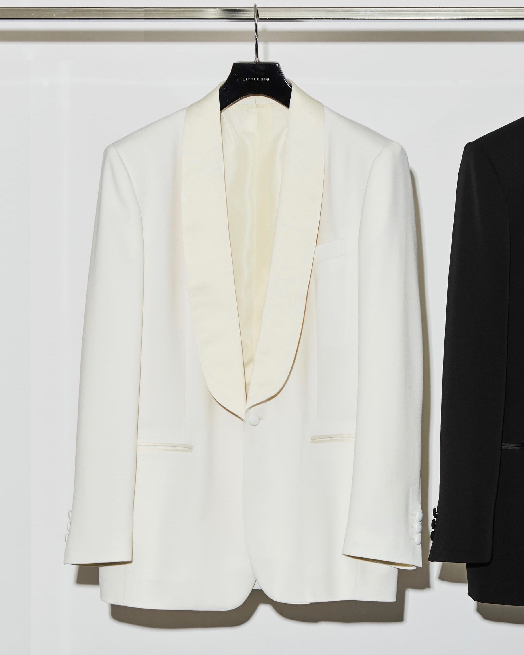 ジャケット・アウター LITTLEBIG Shawl Collard Jacket /size46 Little Big's Shawl Collard Jacket White or Black Mail Order