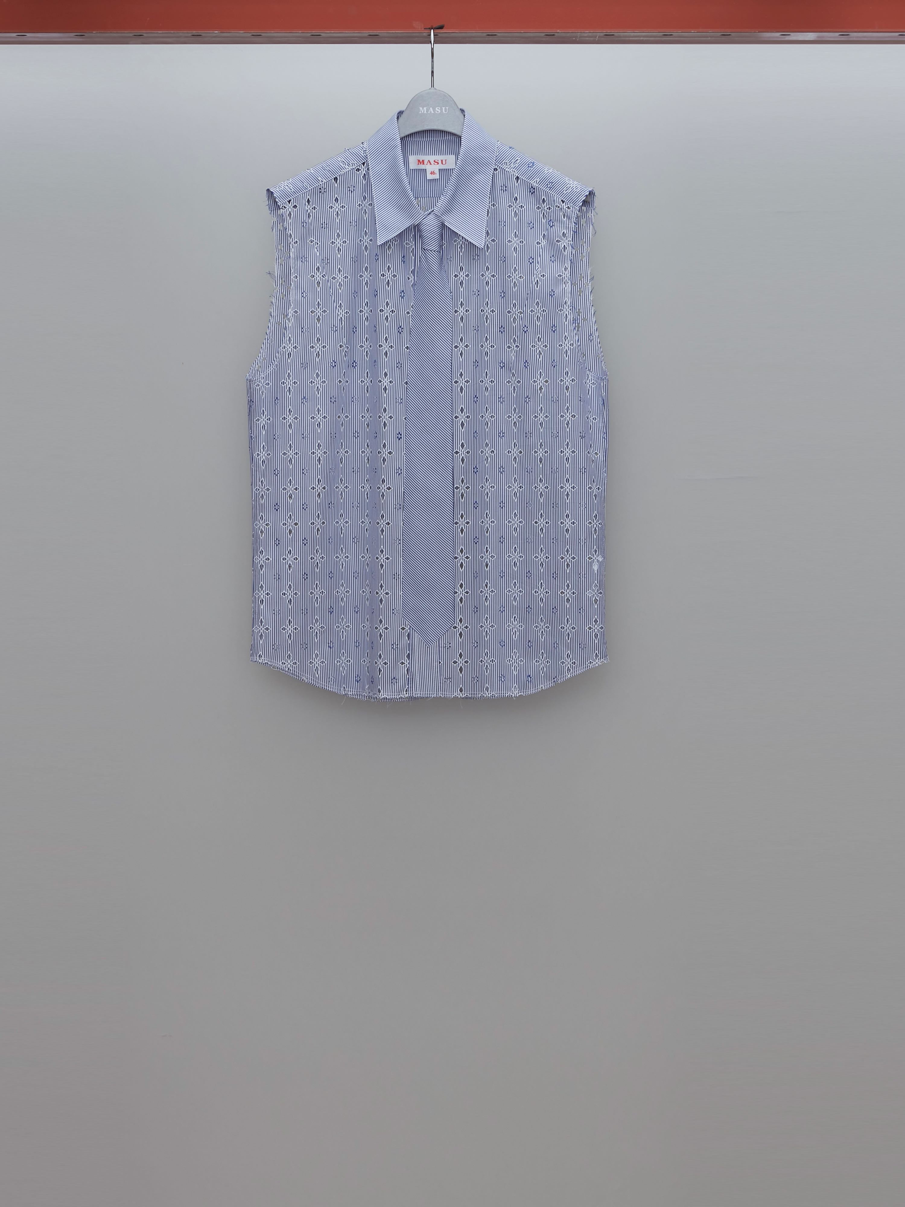 MASU ノースリーブ　23ss MASU(エムエーエスユー)のDIAMOND-CUT SLEEVELESS SHIRT BLUEの