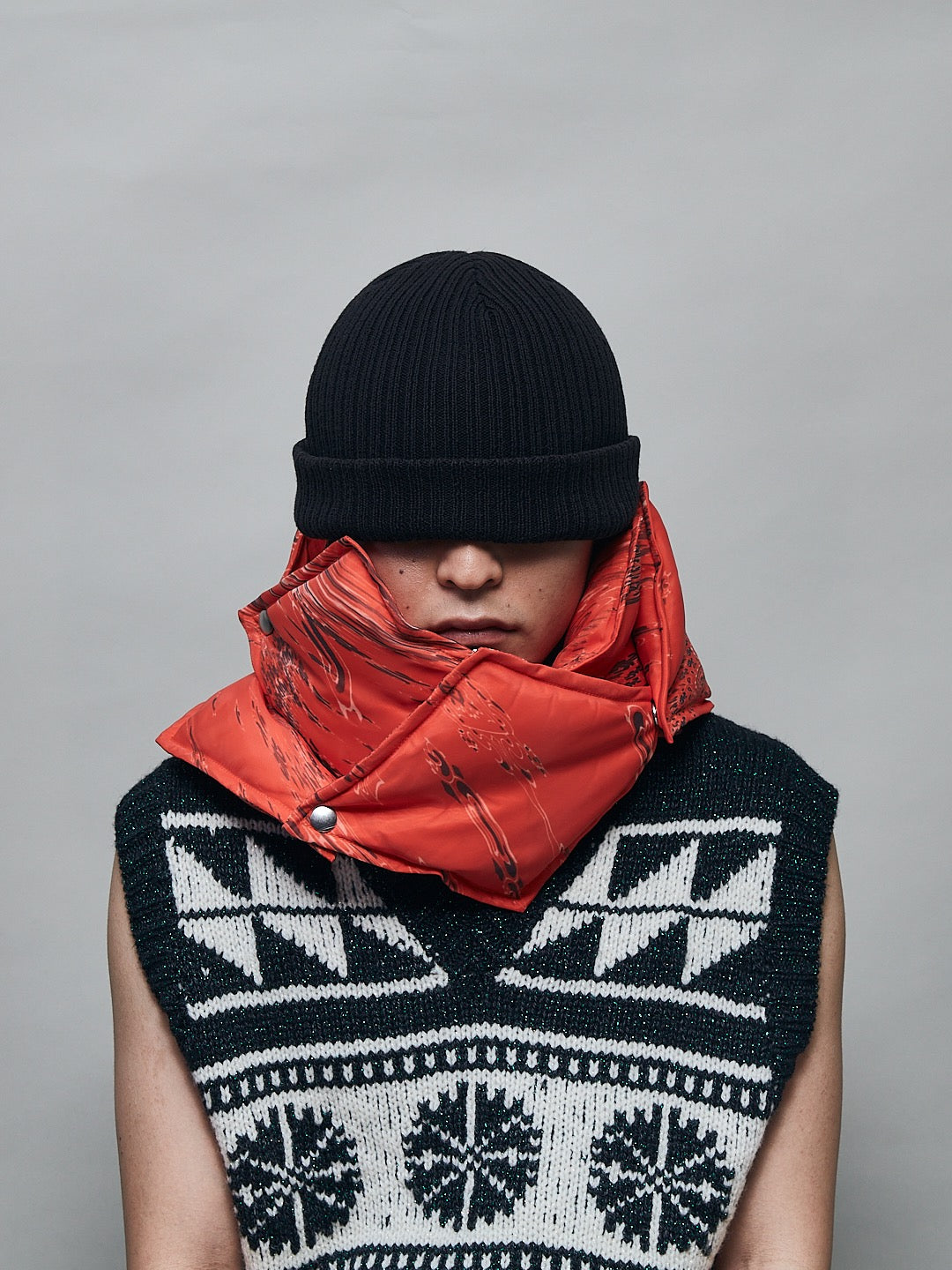 MASU (MASU) Diamond Puffer Scarf Red Mail Order | Palette Art