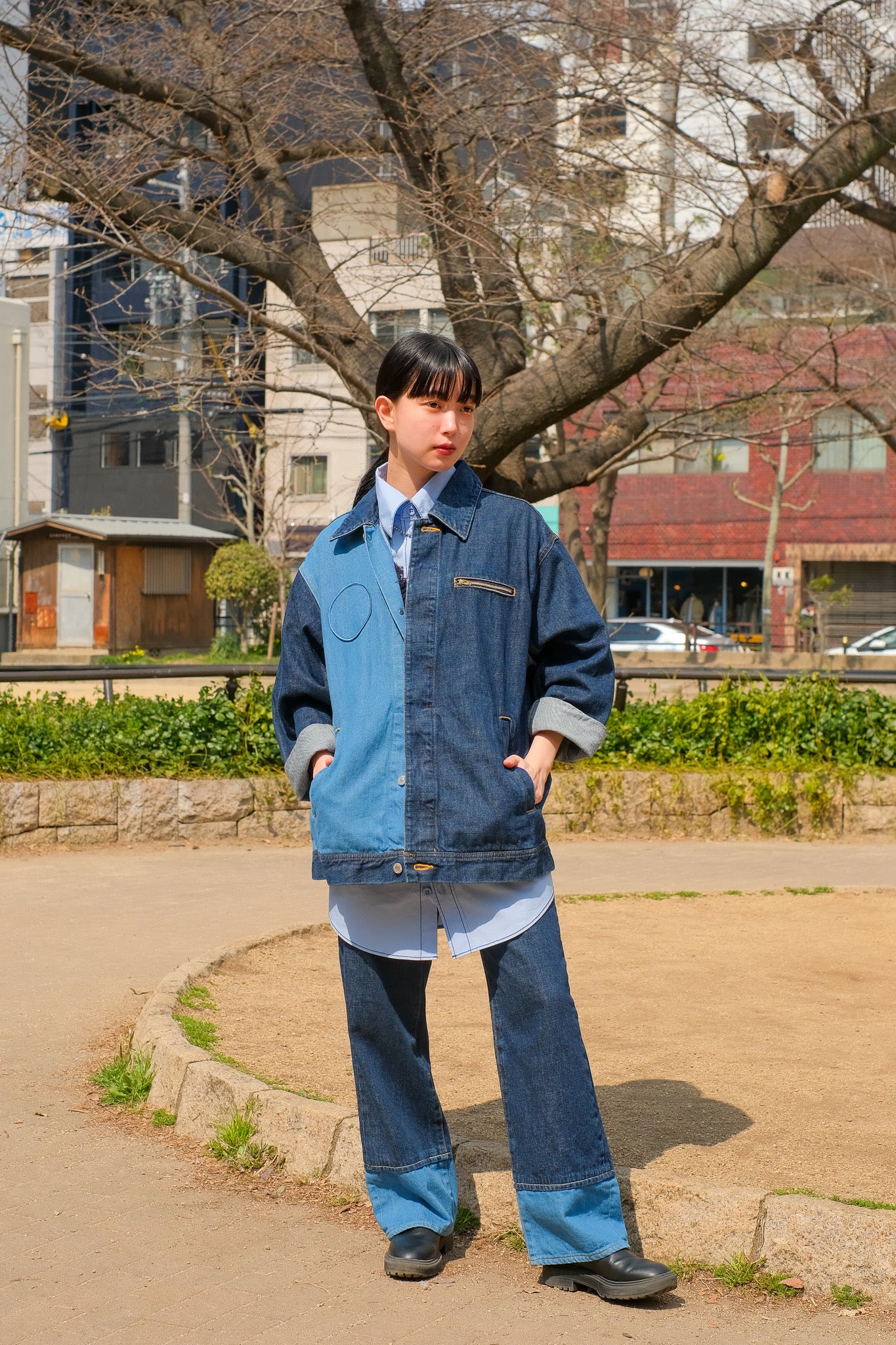 soduk easy layered denim trousers 完売品デニム